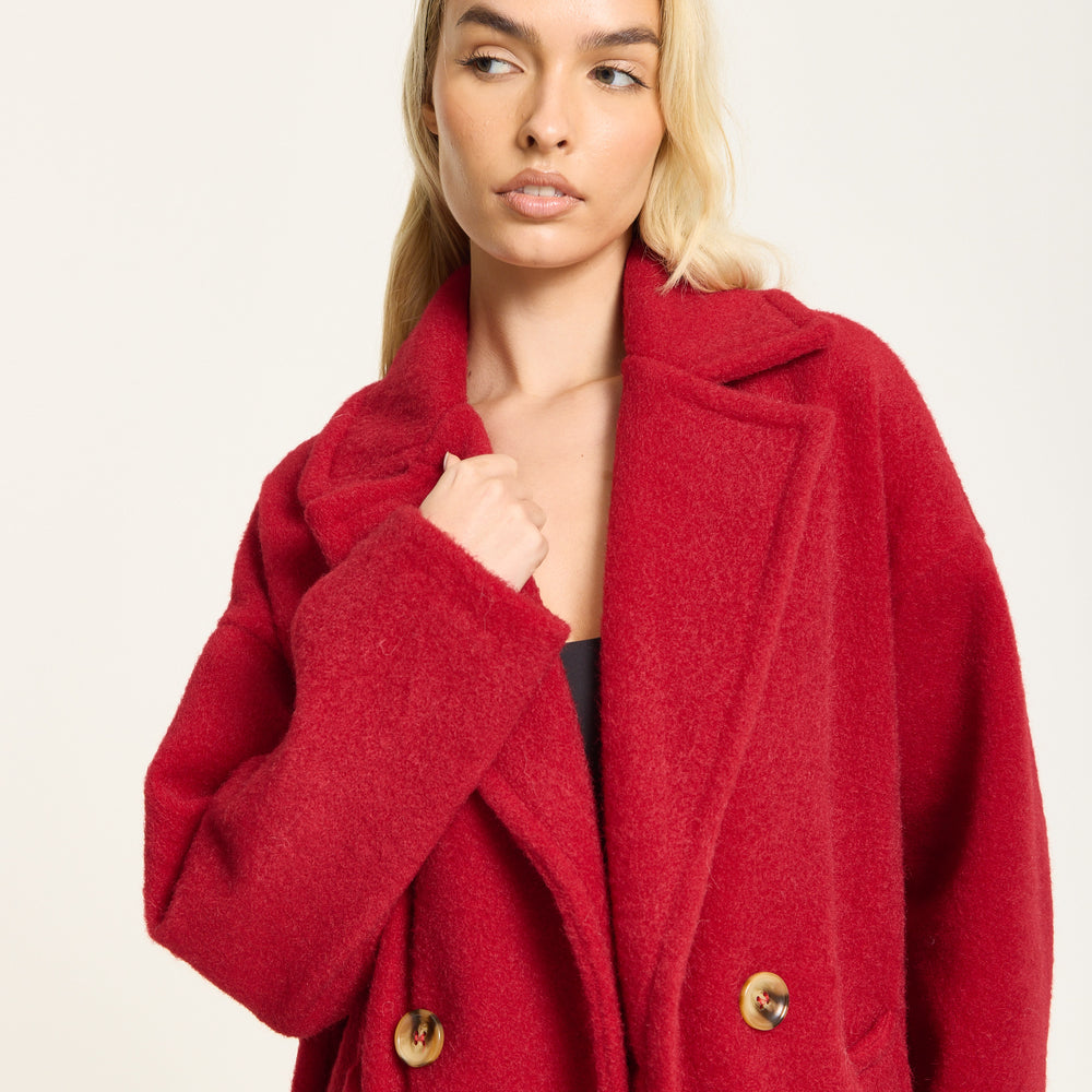 
                  
                    Red Wool Blend Double Breasted Coat
                  
                