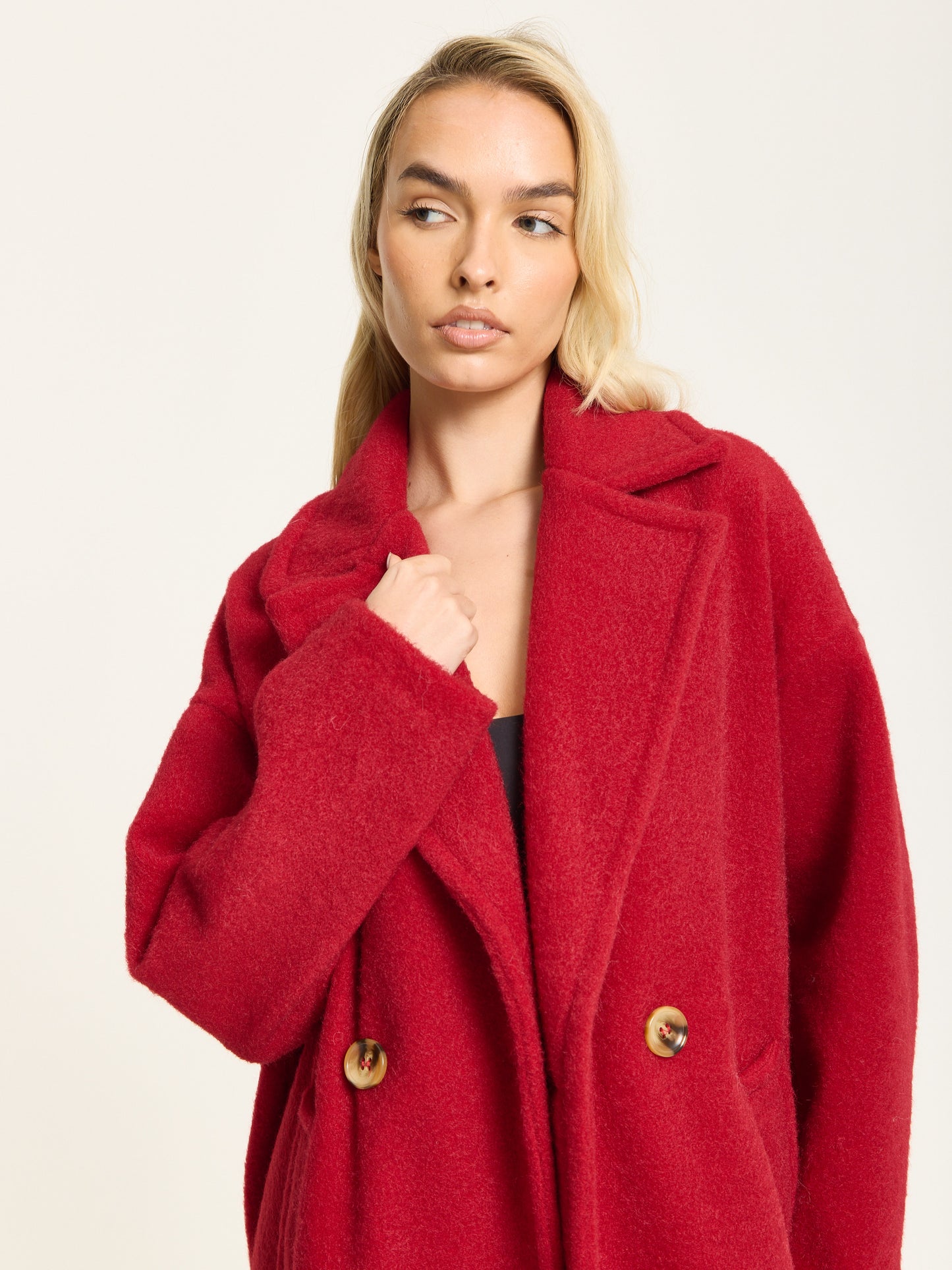 
                  
                    Red Wool Blend Double Breasted Coat
                  
                