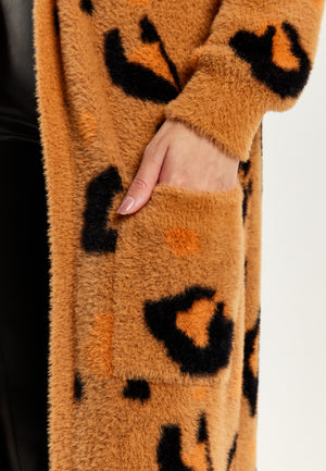 Orange leopard hot sale print cardigan