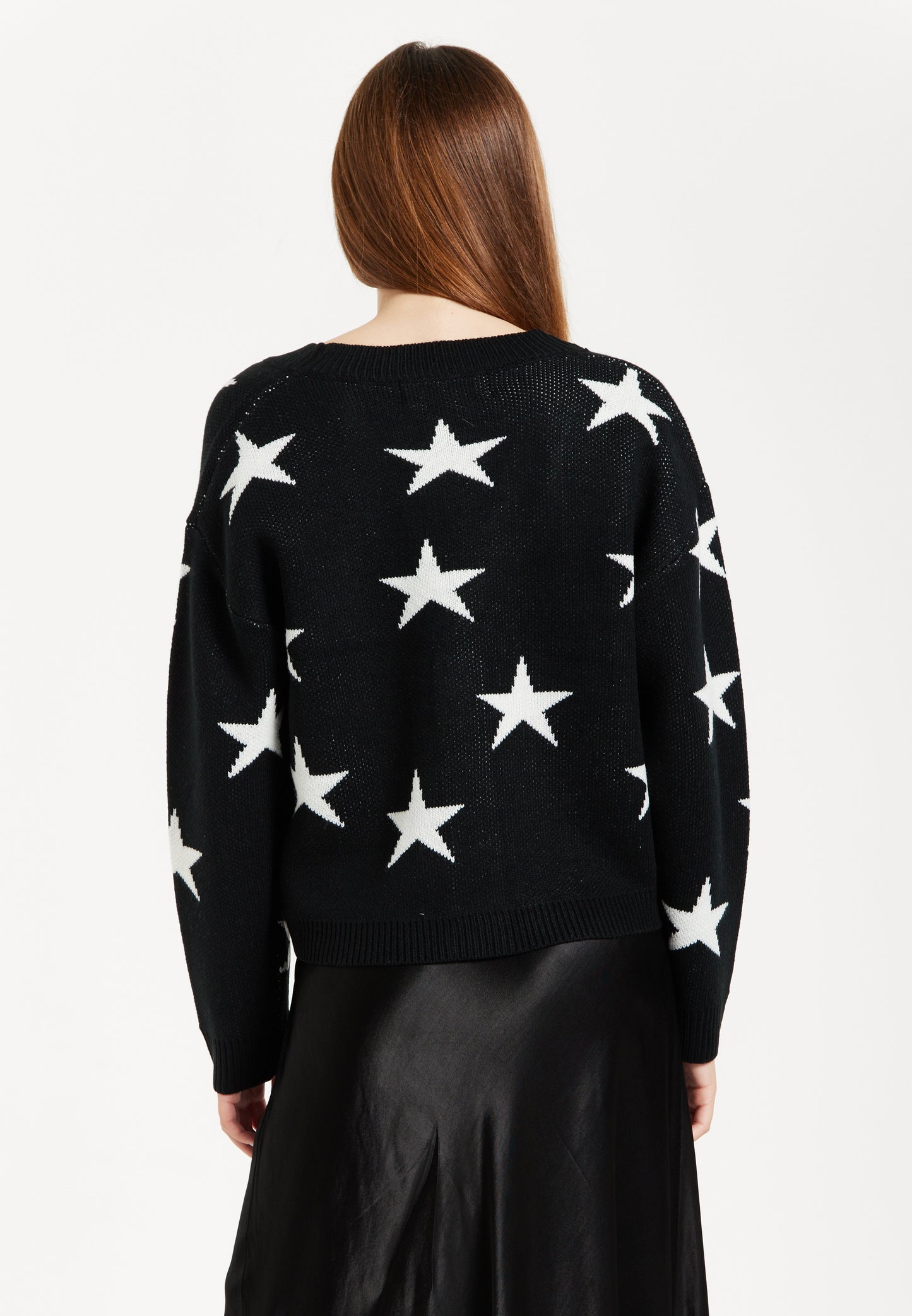 
                  
                    Liquorish White Star Cardigan In Black
                  
                