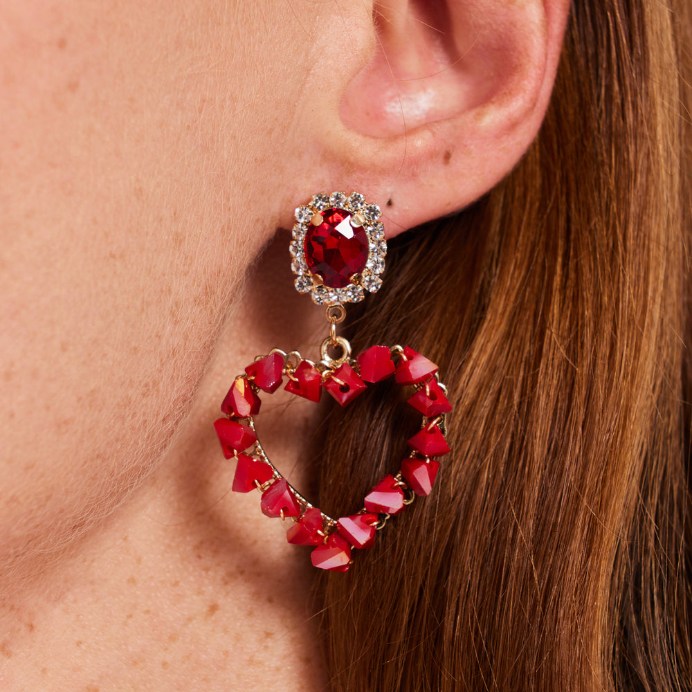 
                  
                    Liquorish Jewelled Drop Style Heart Earrings With Stone Details
                  
                