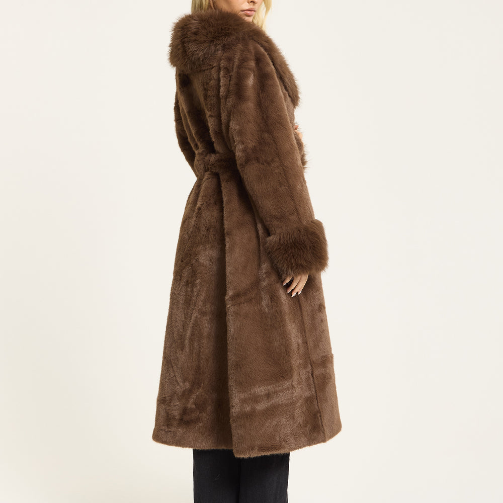 
                  
                    Brown Longline Faux Fur Coat
                  
                