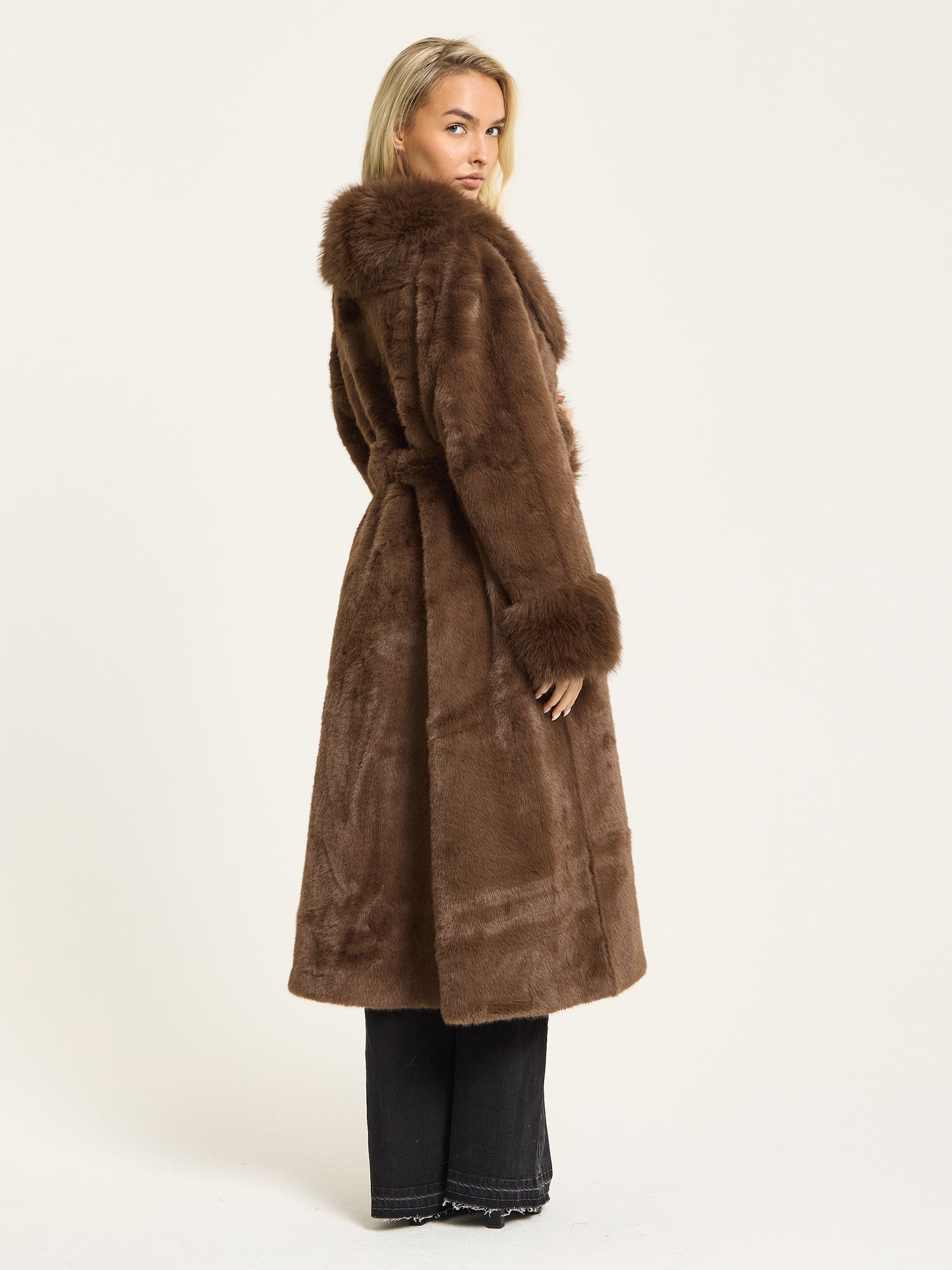 
                  
                    Brown Longline Faux Fur Coat
                  
                