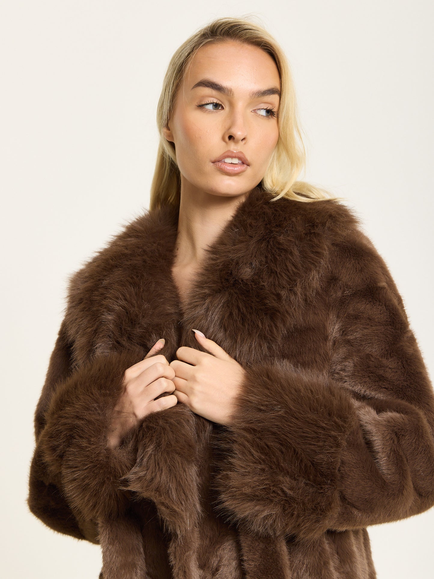 
                  
                    Brown Longline Faux Fur Coat
                  
                