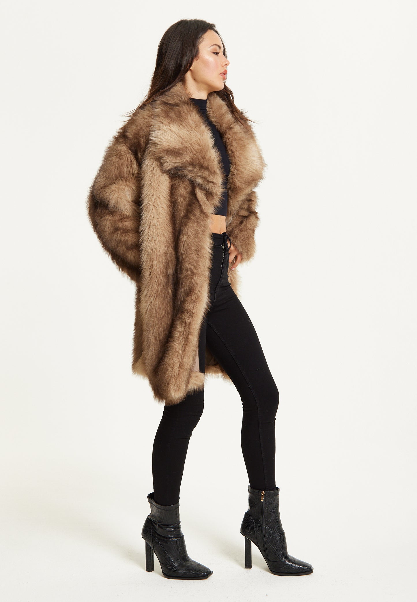 
                  
                    Camel Faux Fur Midi Coat
                  
                
