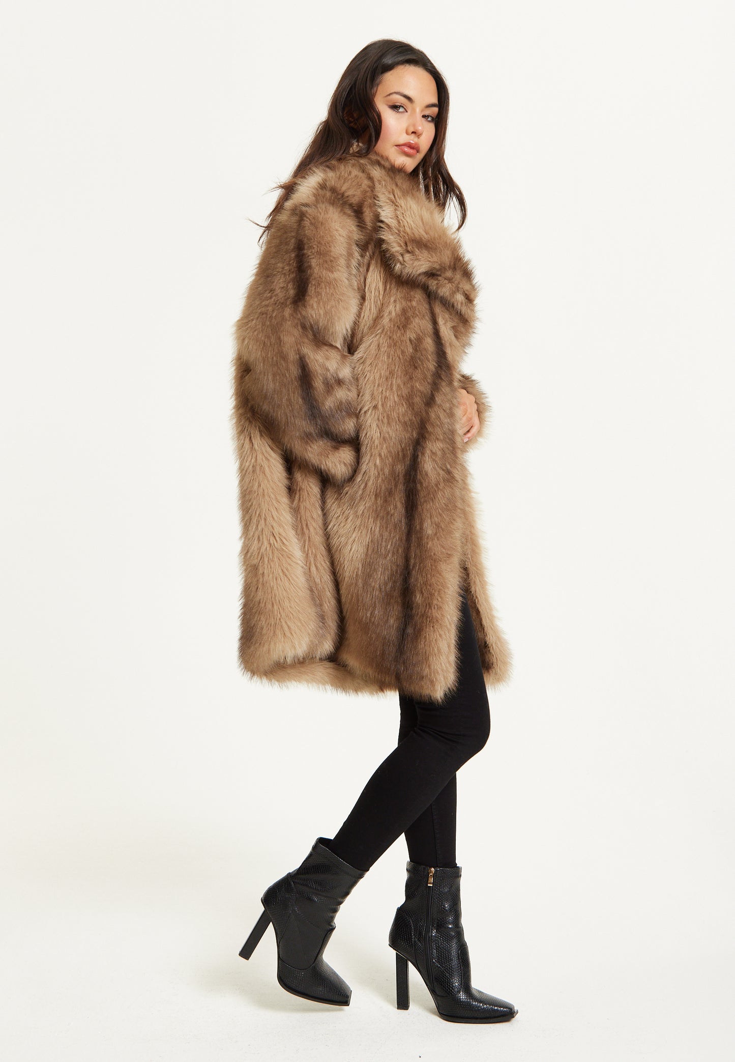 
                  
                    Camel Faux Fur Midi Coat
                  
                