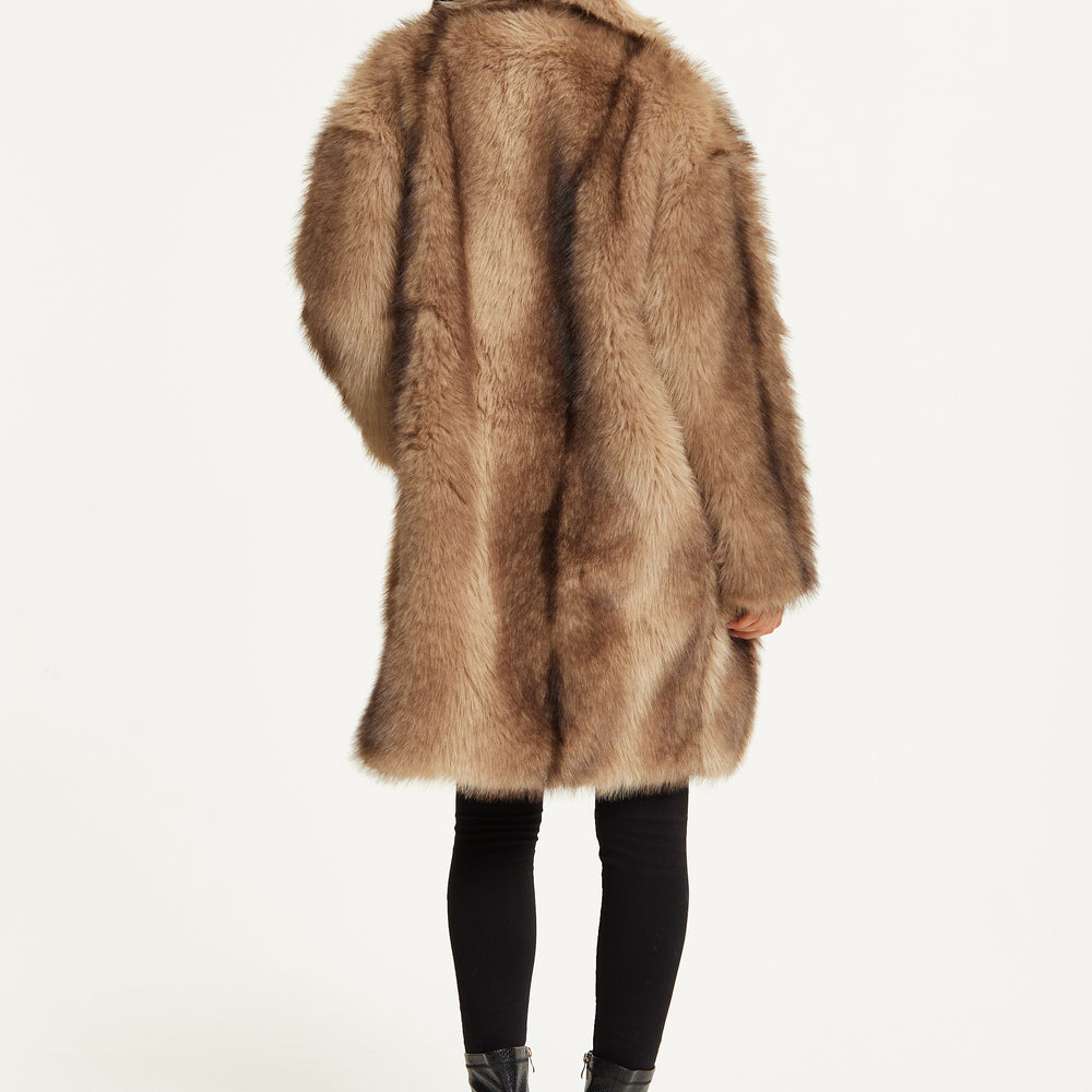 
                  
                    Camel Faux Fur Midi Coat
                  
                