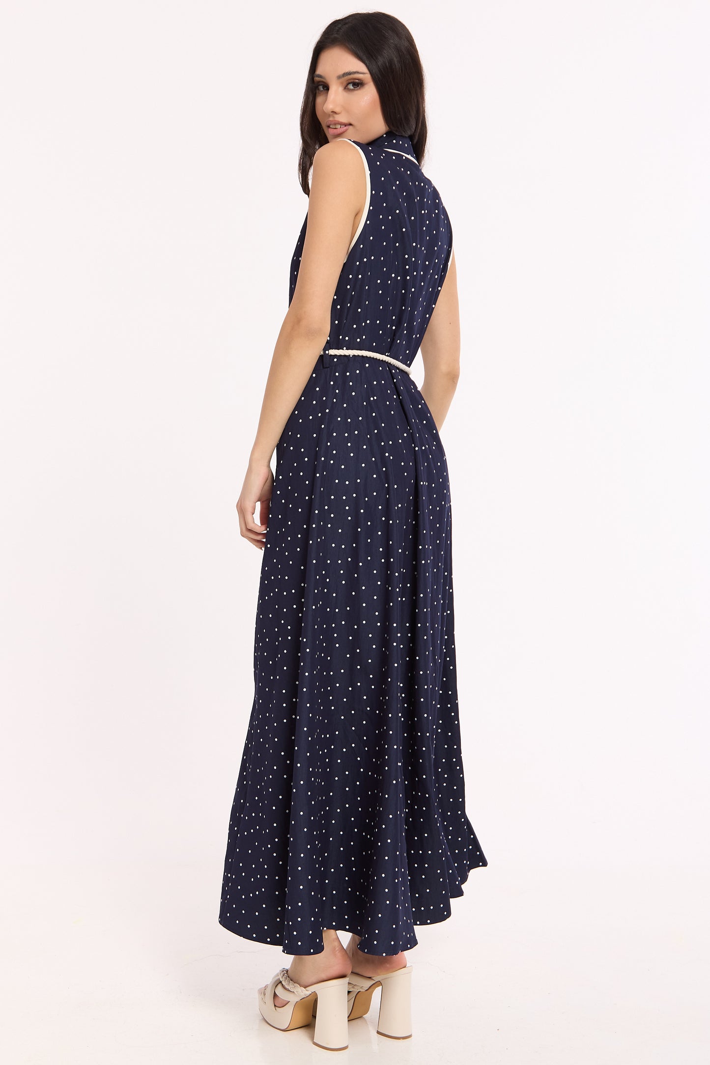 
                  
                    Navy Polka Dot Button Maxi Dress
                  
                