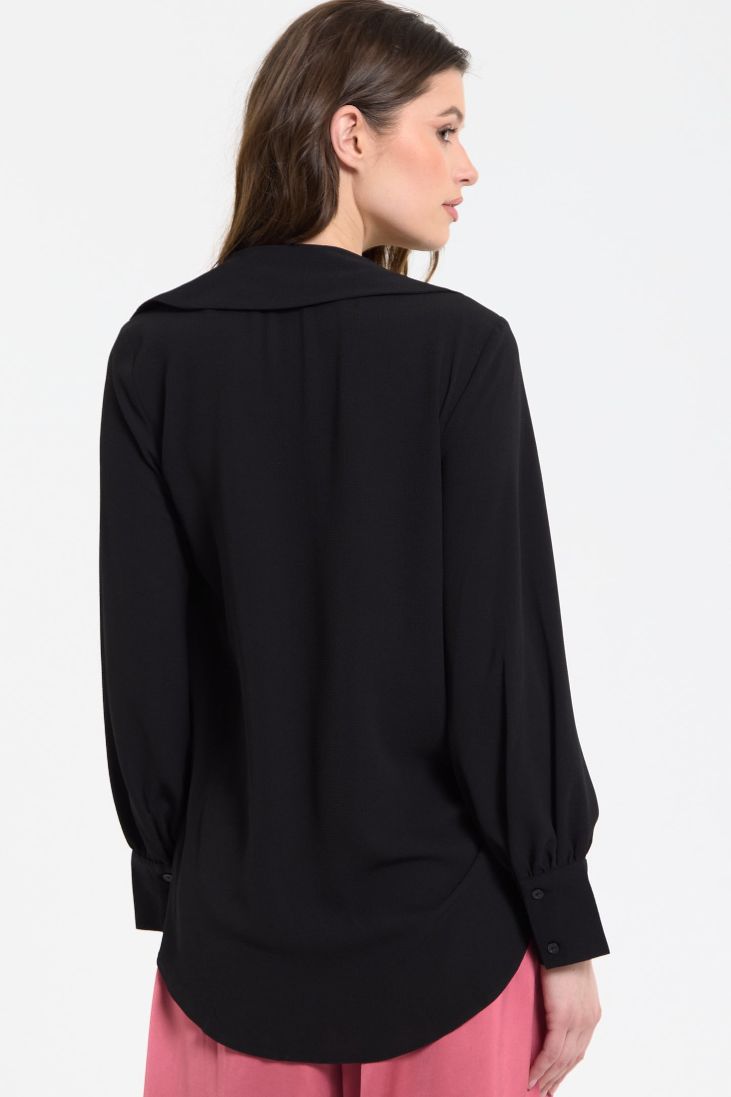 
                  
                    Black Draped Cowl Neck Blouse
                  
                