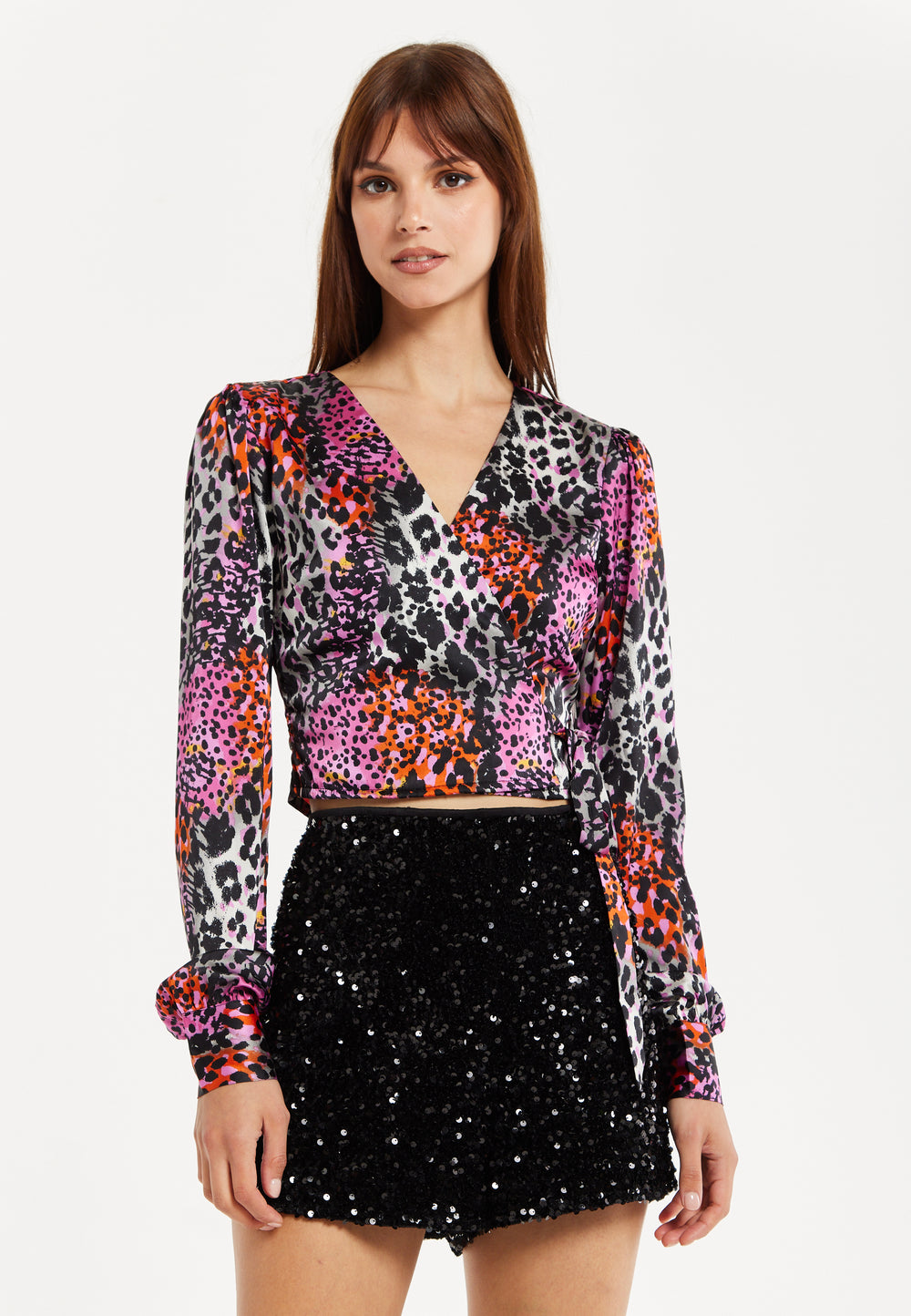 Multicolour Animal Print Wrap Top