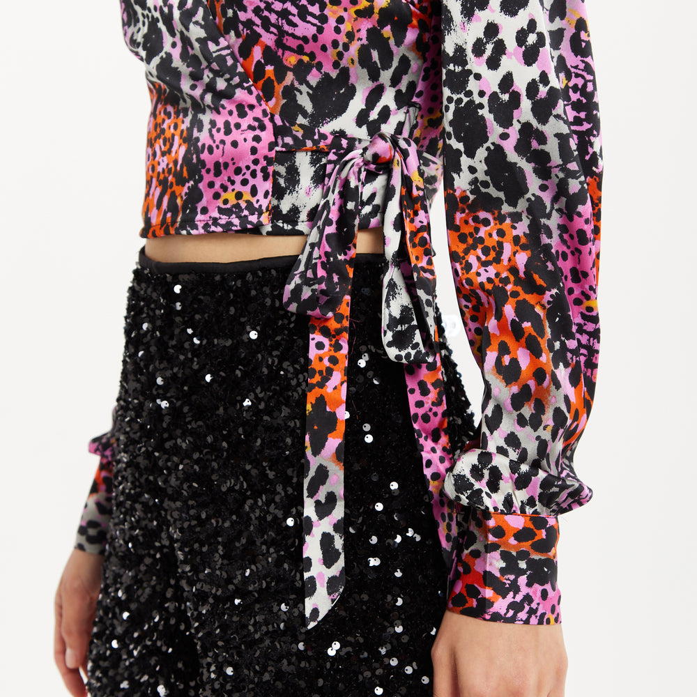 
                  
                    Multicolour Animal Print Wrap Top
                  
                