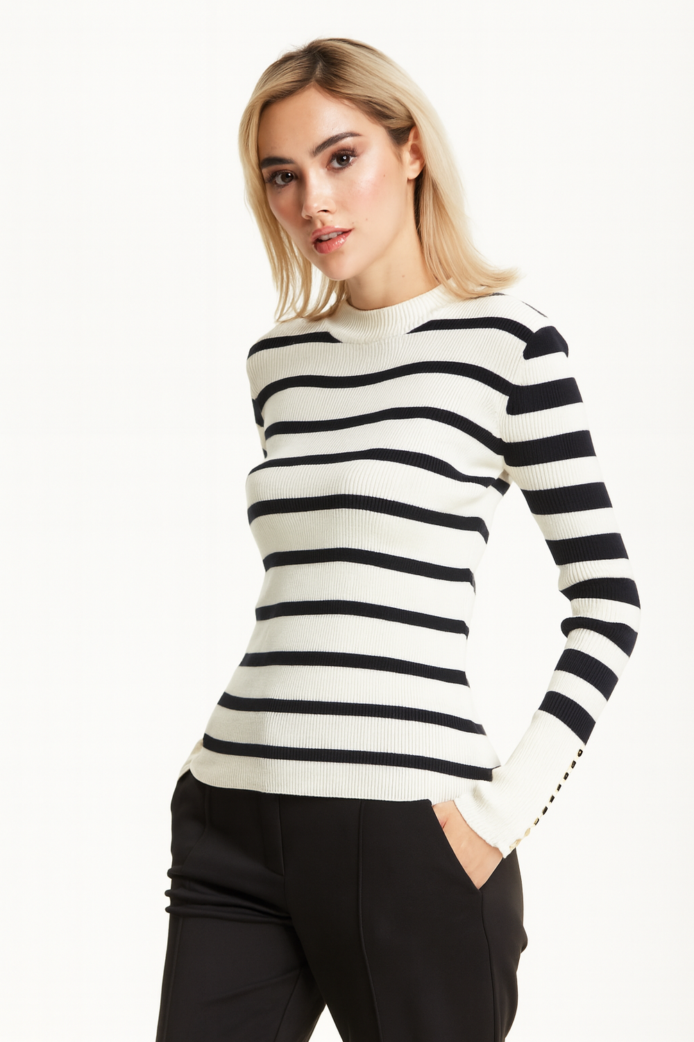 White Black Stripe Jumper