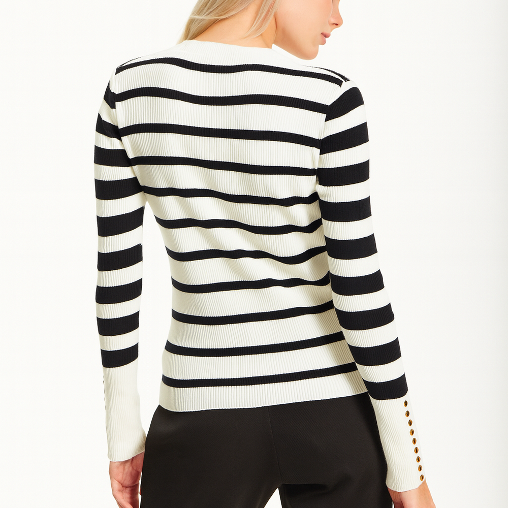 
                  
                    White Black Stripe Jumper
                  
                