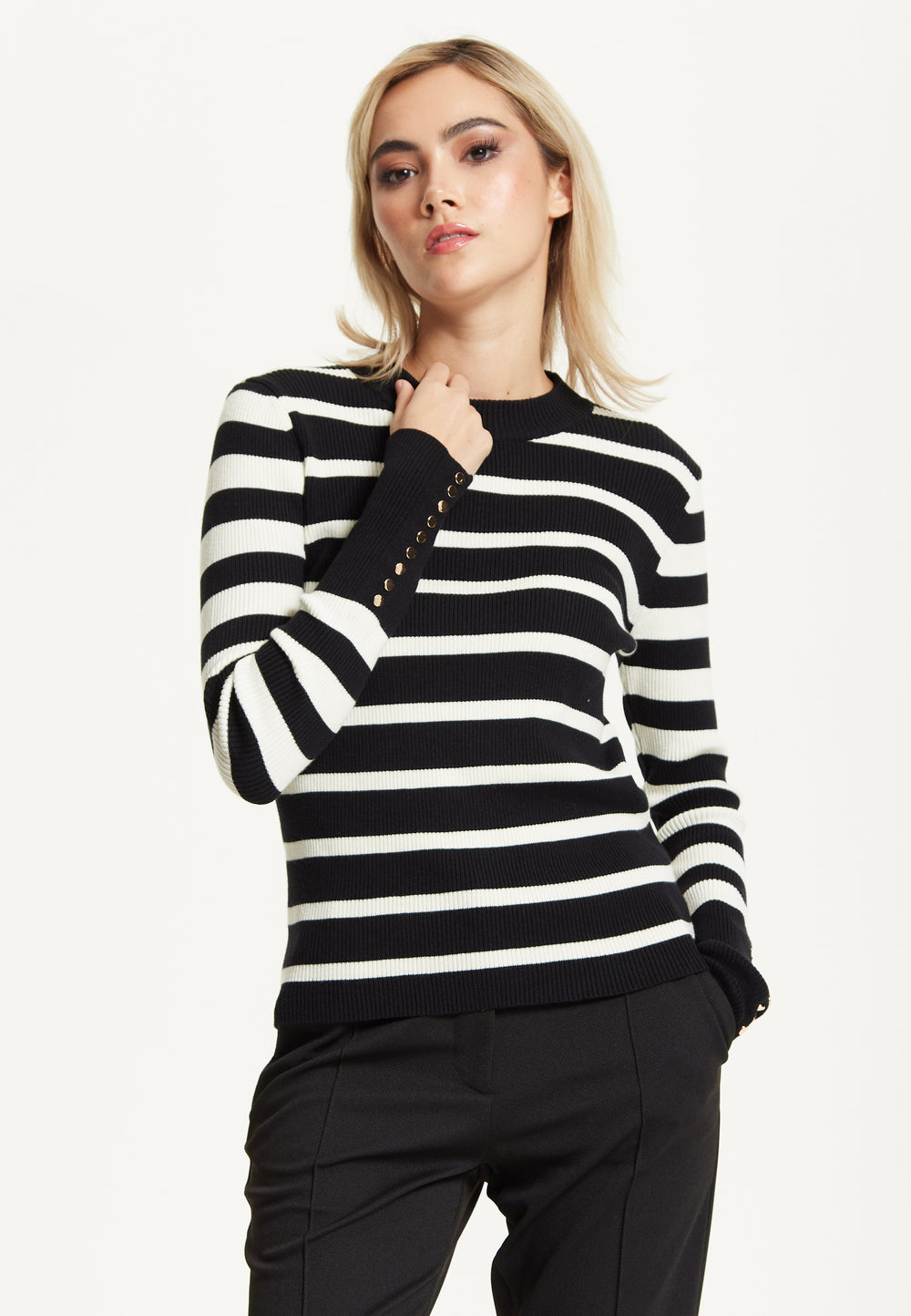 Black White Stripe Knit Jumper