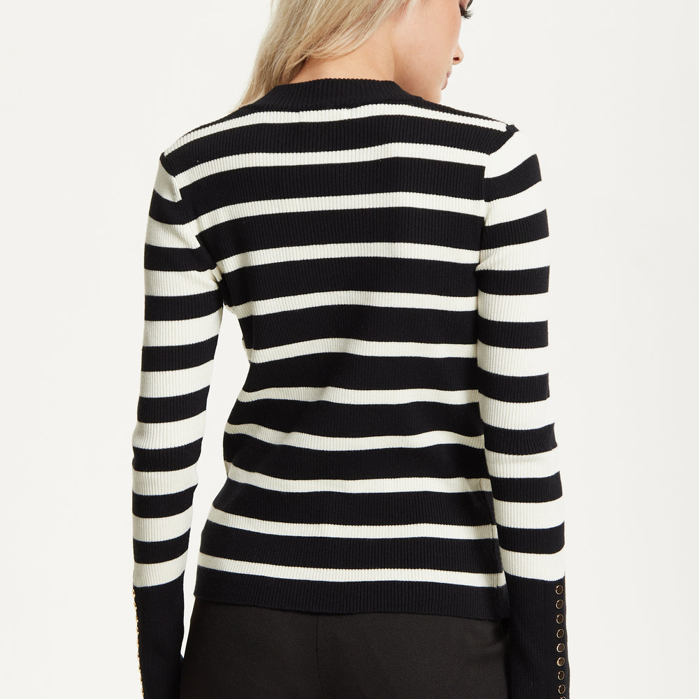 
                  
                    Black White Stripe Knit Jumper
                  
                