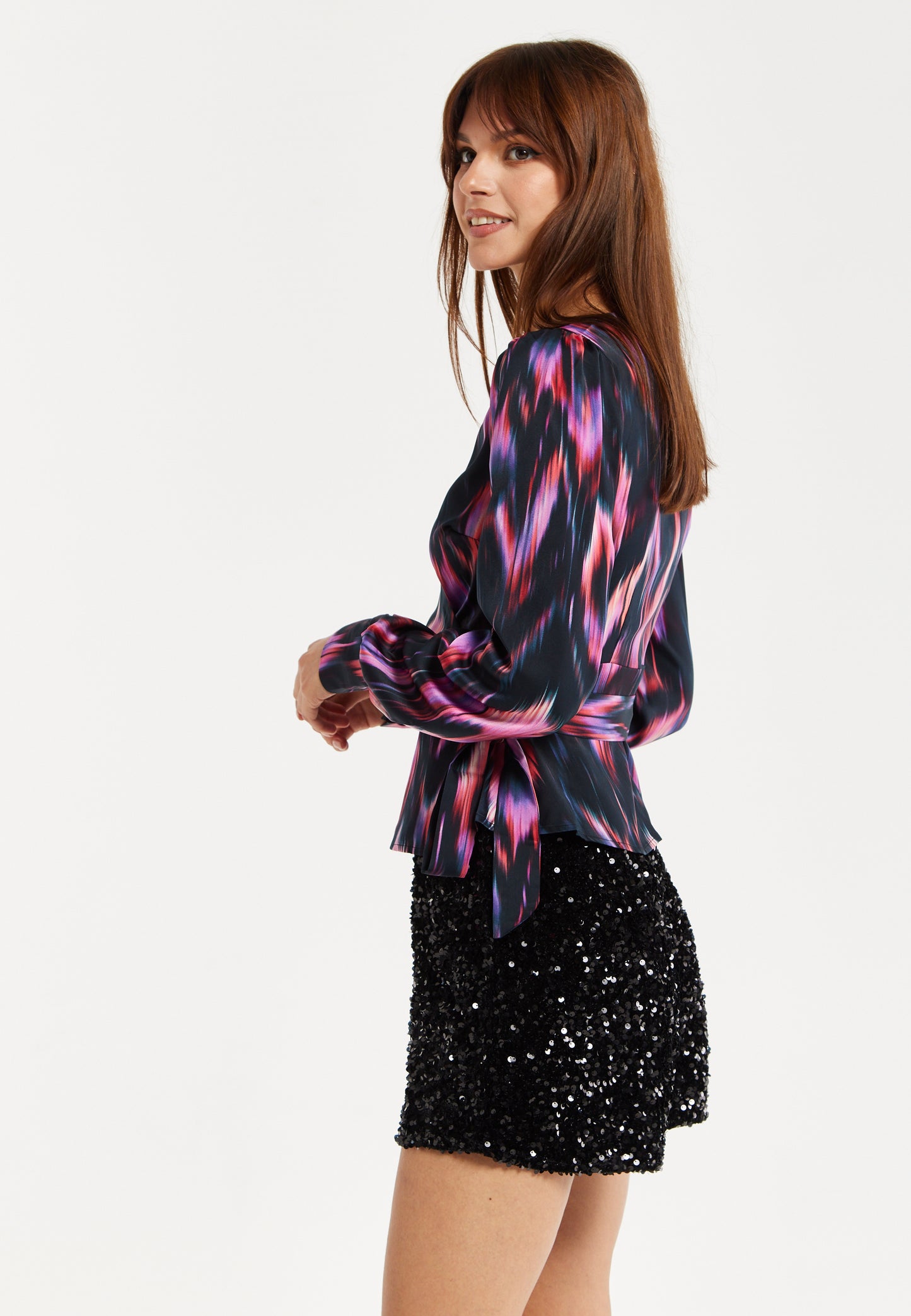 
                  
                    Abstract Ikat Top In Black And Print
                  
                