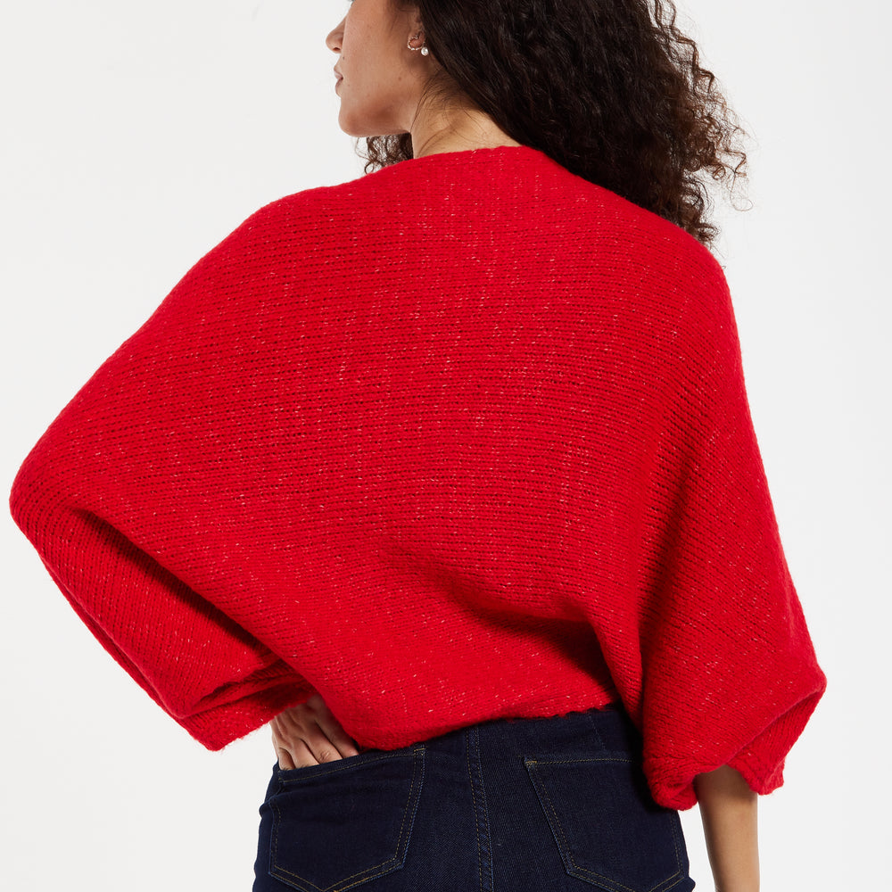 
                  
                    Women's Jumper - Red Asymmetric Layered Shawl Design, Loose Fit, One Size Fits All, Long Sleeve, Quality Fabric by Liquorish
                  
                