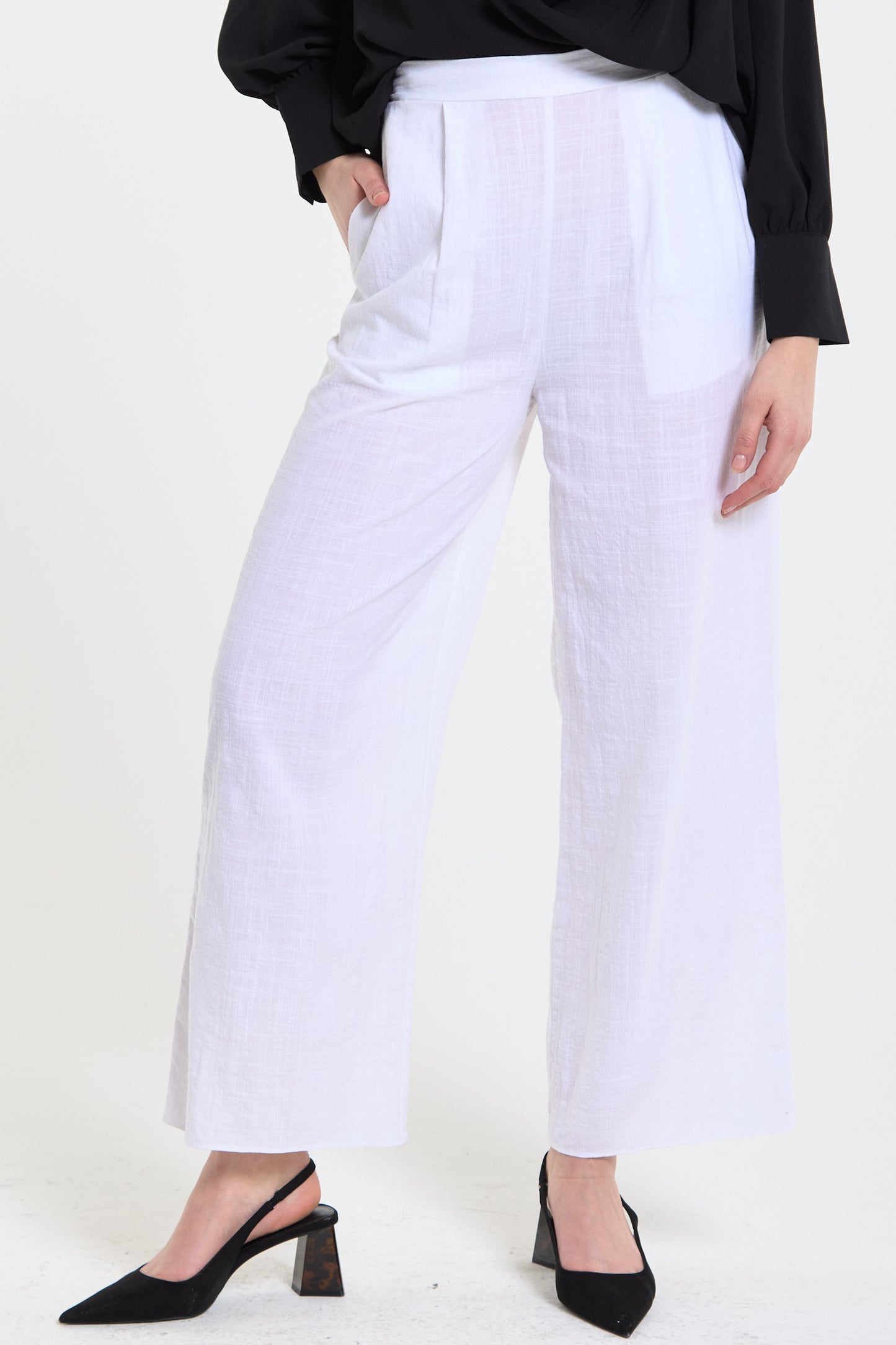 
                  
                    White Relaxed Fit Wide Leg Trousers
                  
                