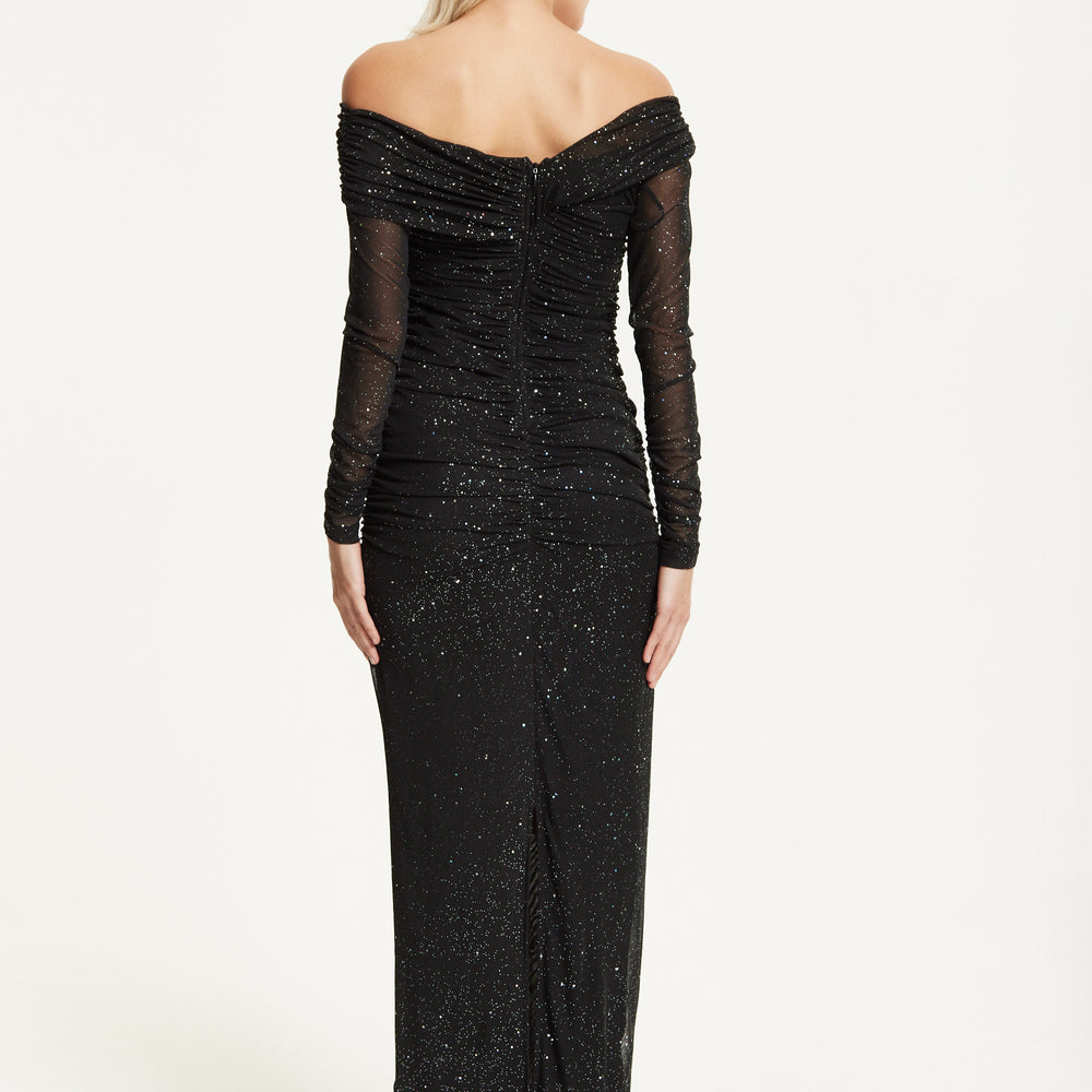 
                  
                    Black Glitter Off Shoulder Maxi Dress
                  
                