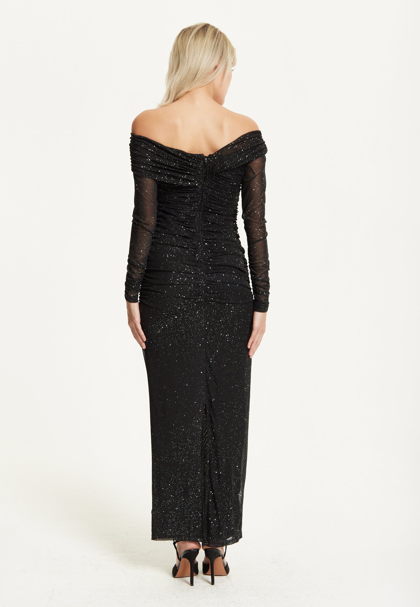 
                  
                    Black Glitter Off Shoulder Maxi Dress
                  
                