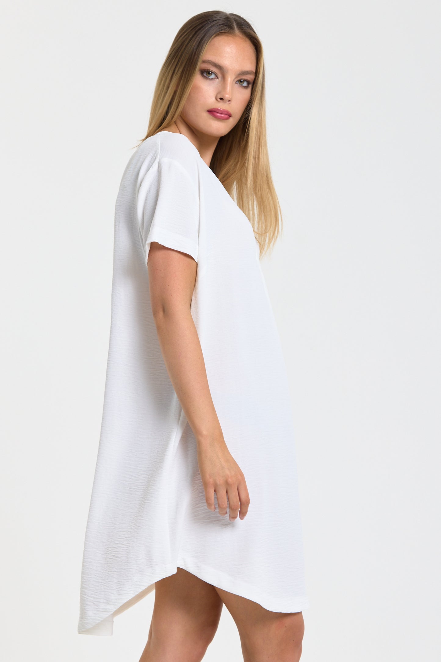 
                  
                    White V-Neck Shift Dress
                  
                