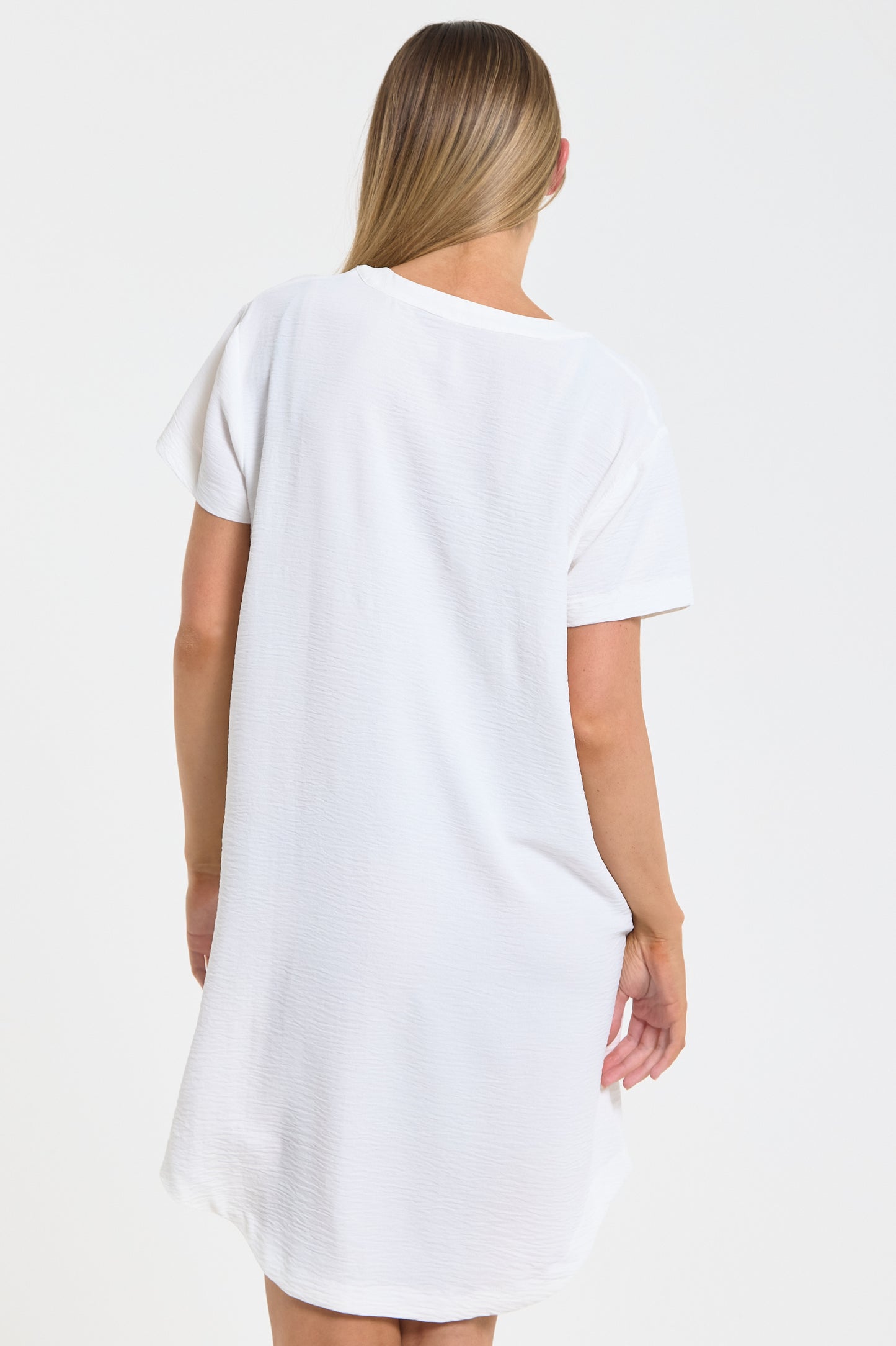 
                  
                    White V-Neck Shift Dress
                  
                