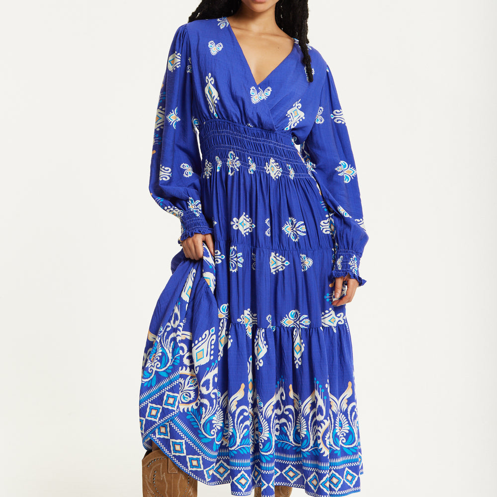 
                  
                    Boho Print Shirred Wrap Front Maxi Dress
                  
                