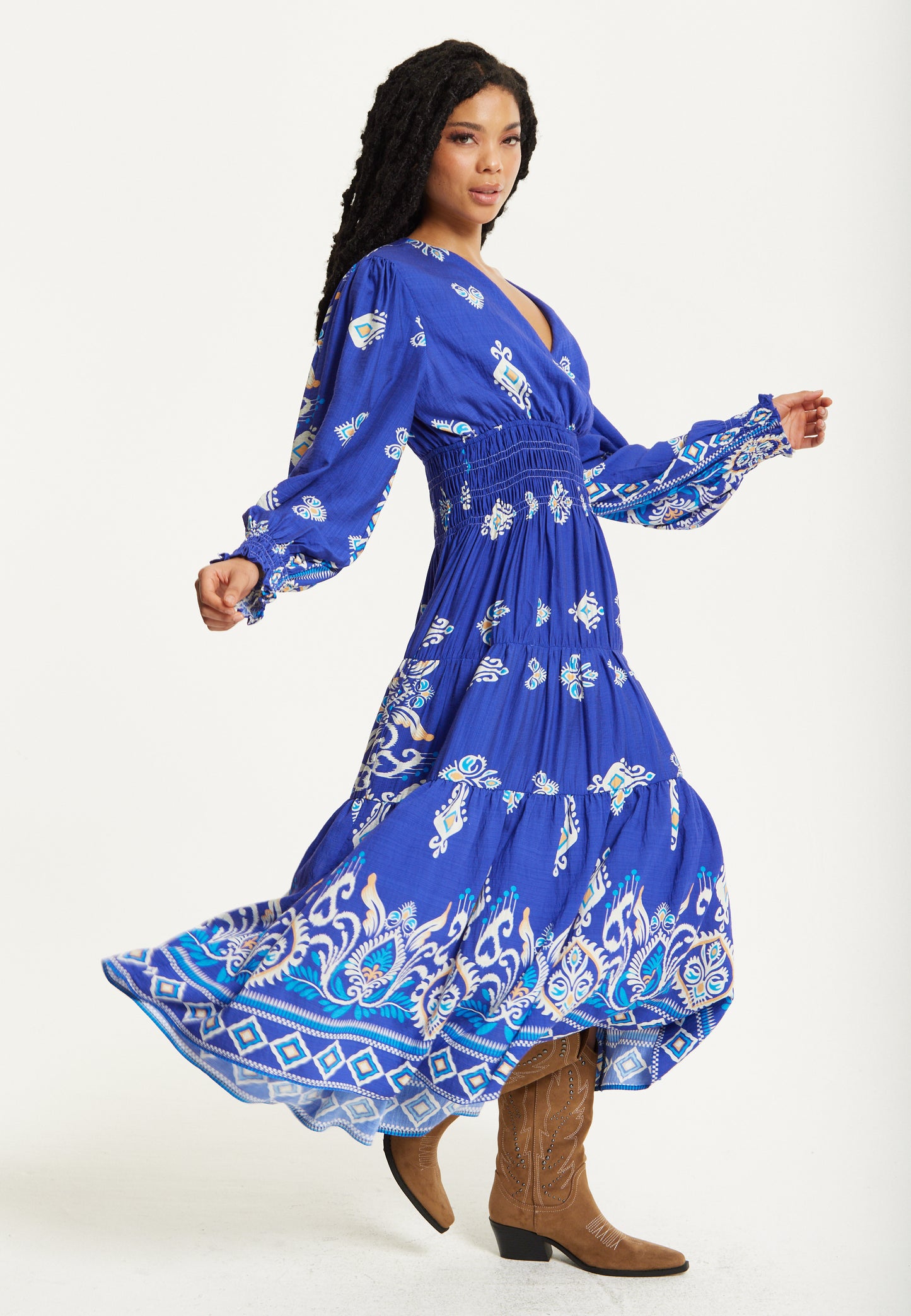 
                  
                    Boho Print Shirred Wrap Front Maxi Dress
                  
                