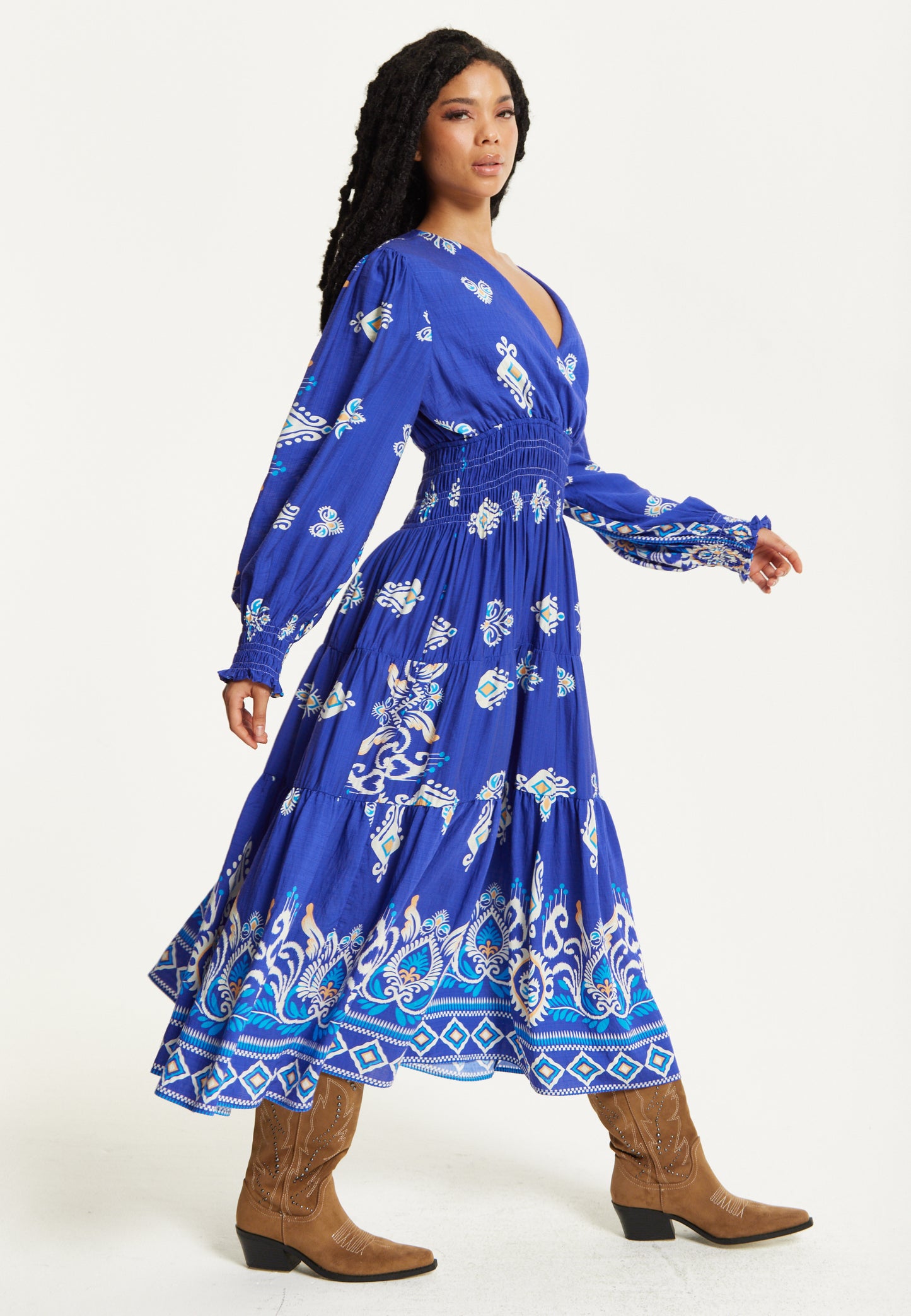 
                  
                    Boho Print Shirred Wrap Front Maxi Dress
                  
                