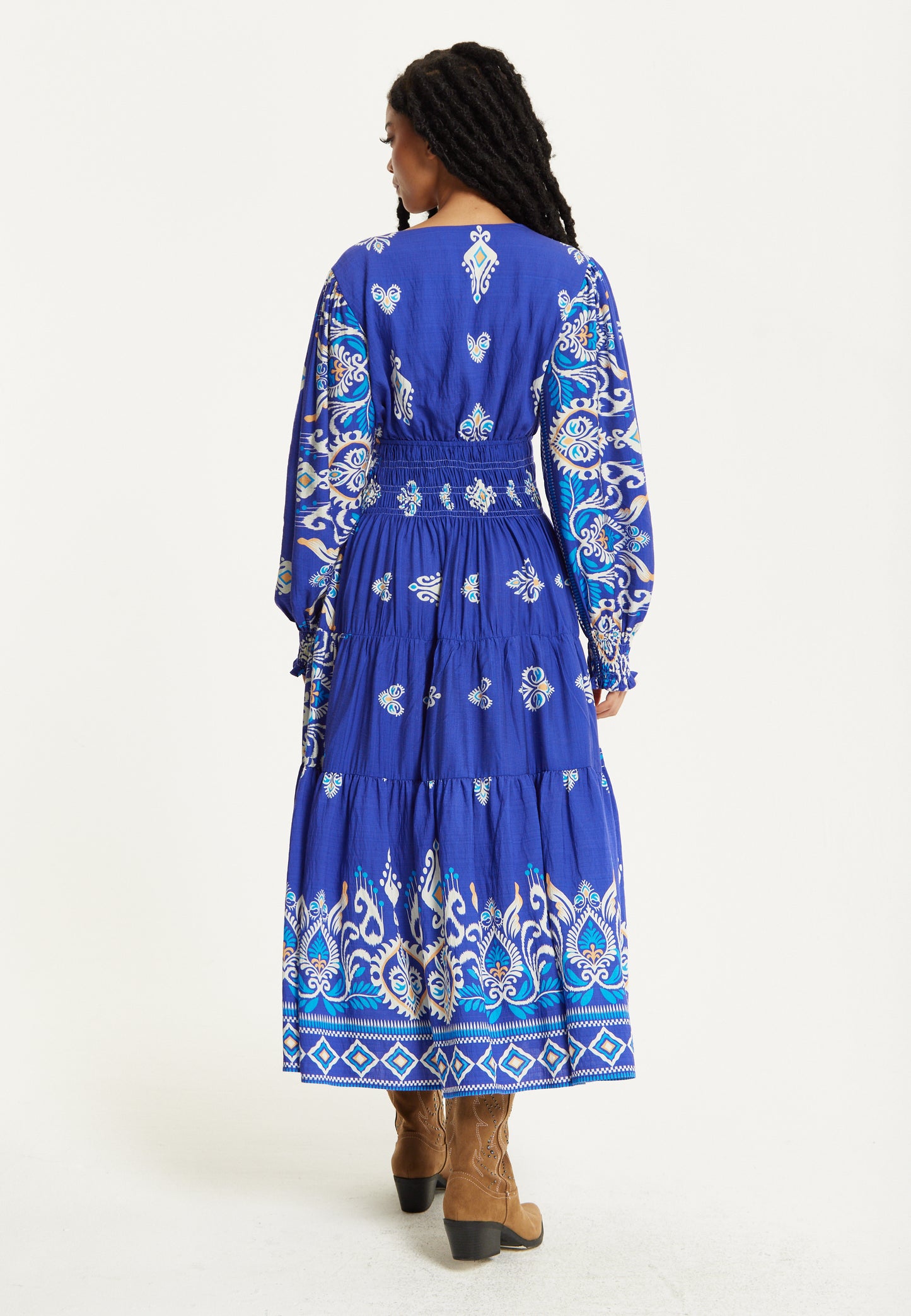 
                  
                    Boho Print Shirred Wrap Front Maxi Dress
                  
                