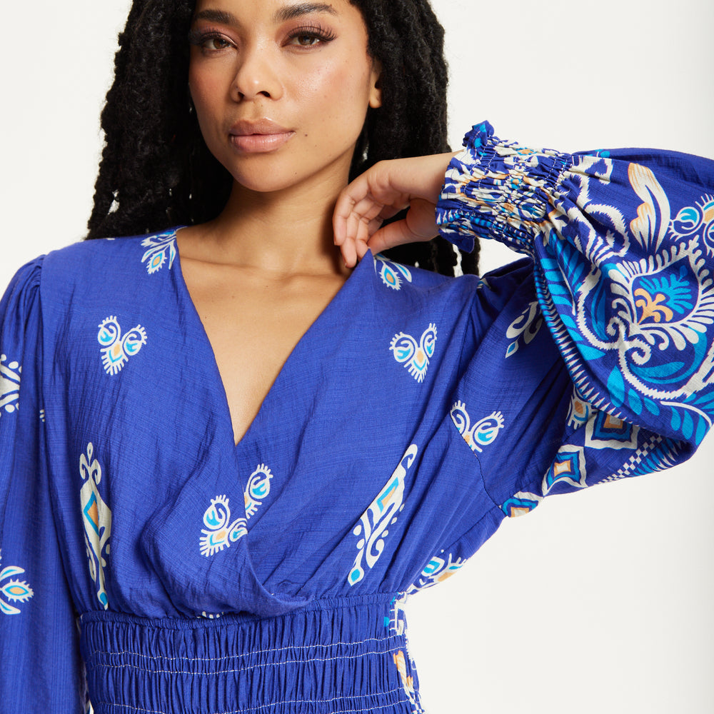 
                  
                    Boho Print Shirred Wrap Front Maxi Dress
                  
                