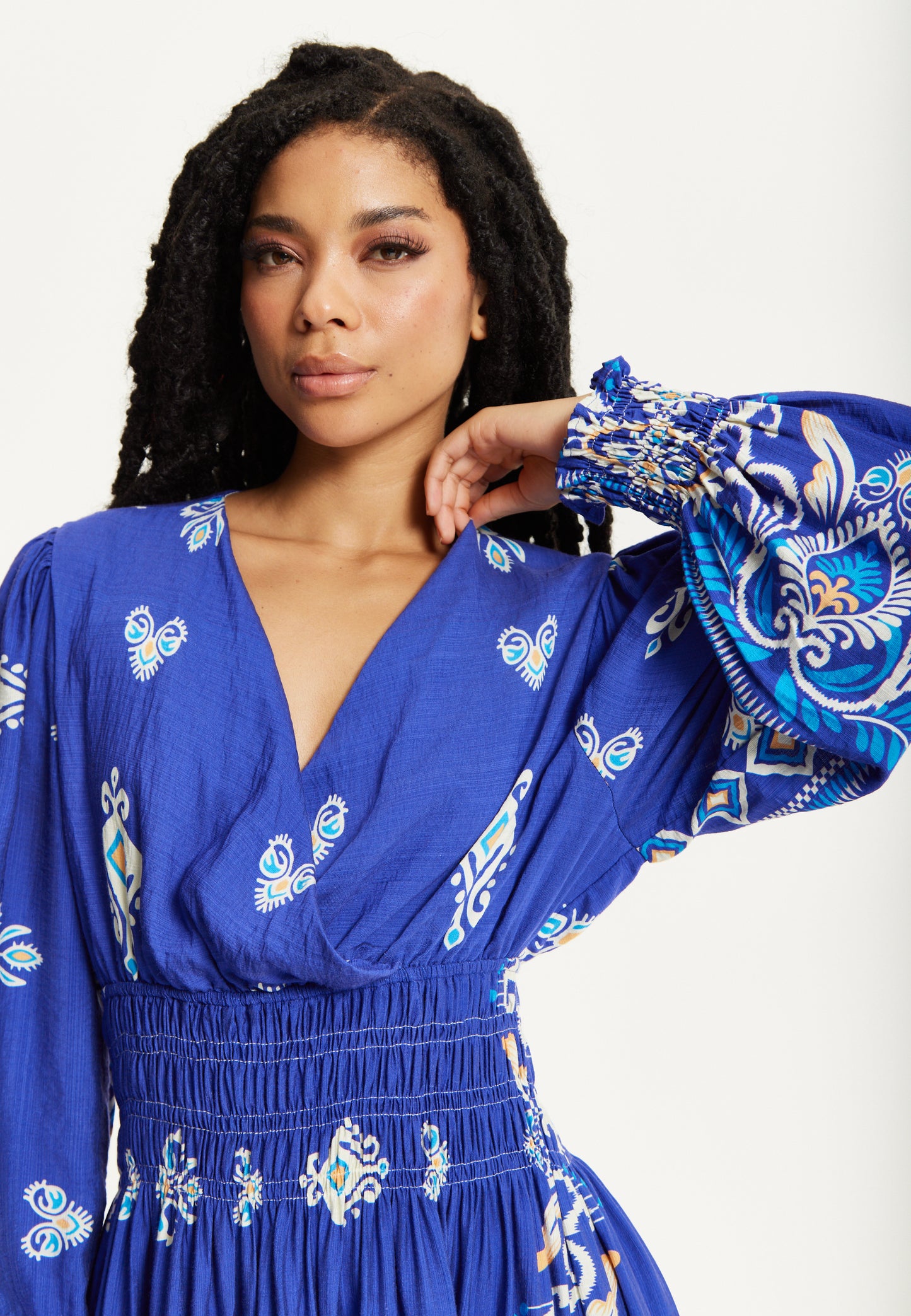 
                  
                    Boho Print Shirred Wrap Front Maxi Dress
                  
                