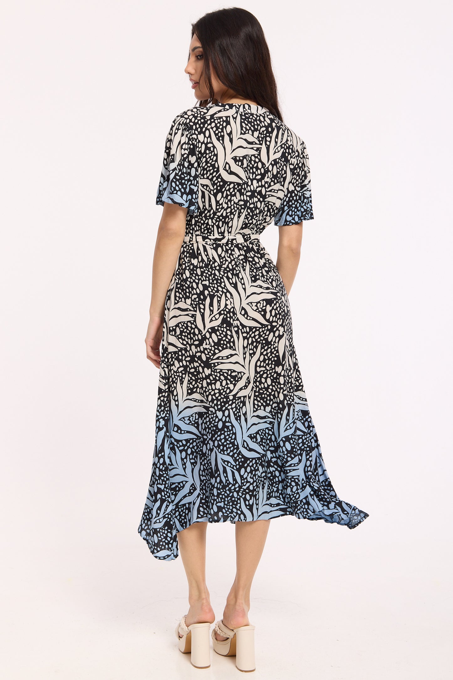 
                  
                    Blue Abstract Print Wrap Midi Dress
                  
                