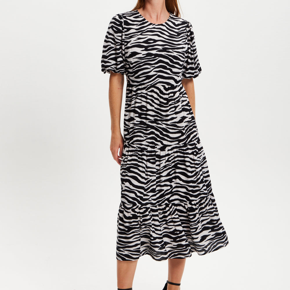
                  
                    Liquorish Zebra Printed Open Back Viscose Midi Dress
                  
                