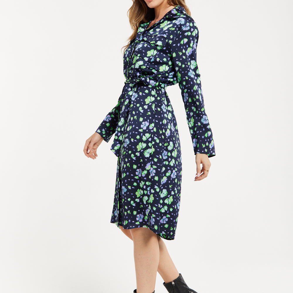 
                  
                    Liquorish Floral Print Shirt Dress In Multicolour & Navy
                  
                