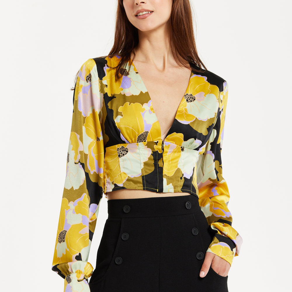 
                  
                    Earth Tone Floral Print Crop Top
                  
                