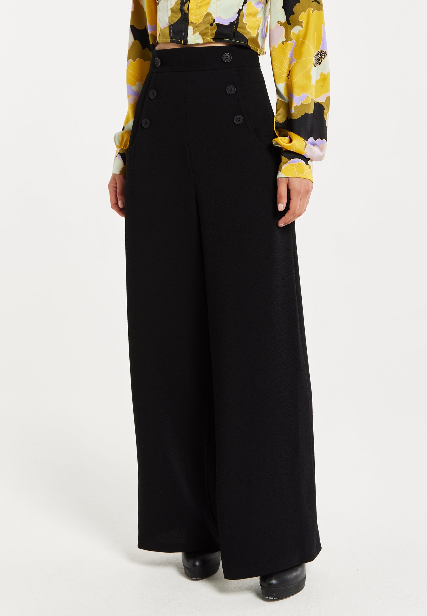 
                  
                    Liquorish Black Wide Leg Trousers
                  
                