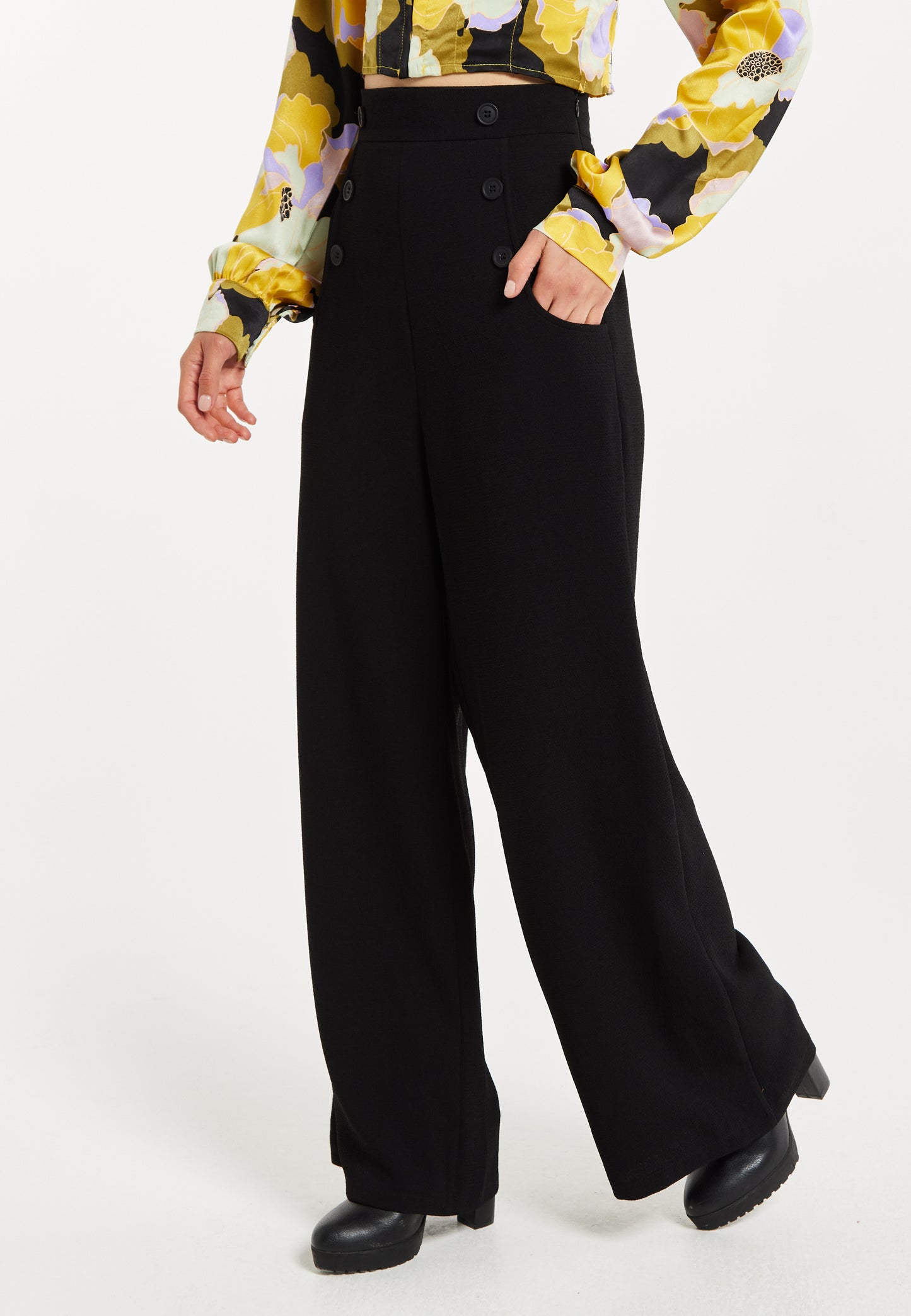 
                  
                    Liquorish Black Wide Leg Trousers
                  
                