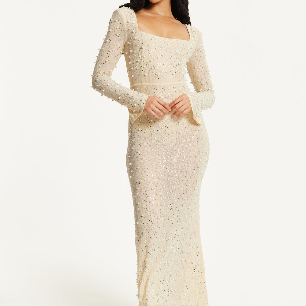 
                  
                    Pearl Embellished Maxi Dress
                  
                