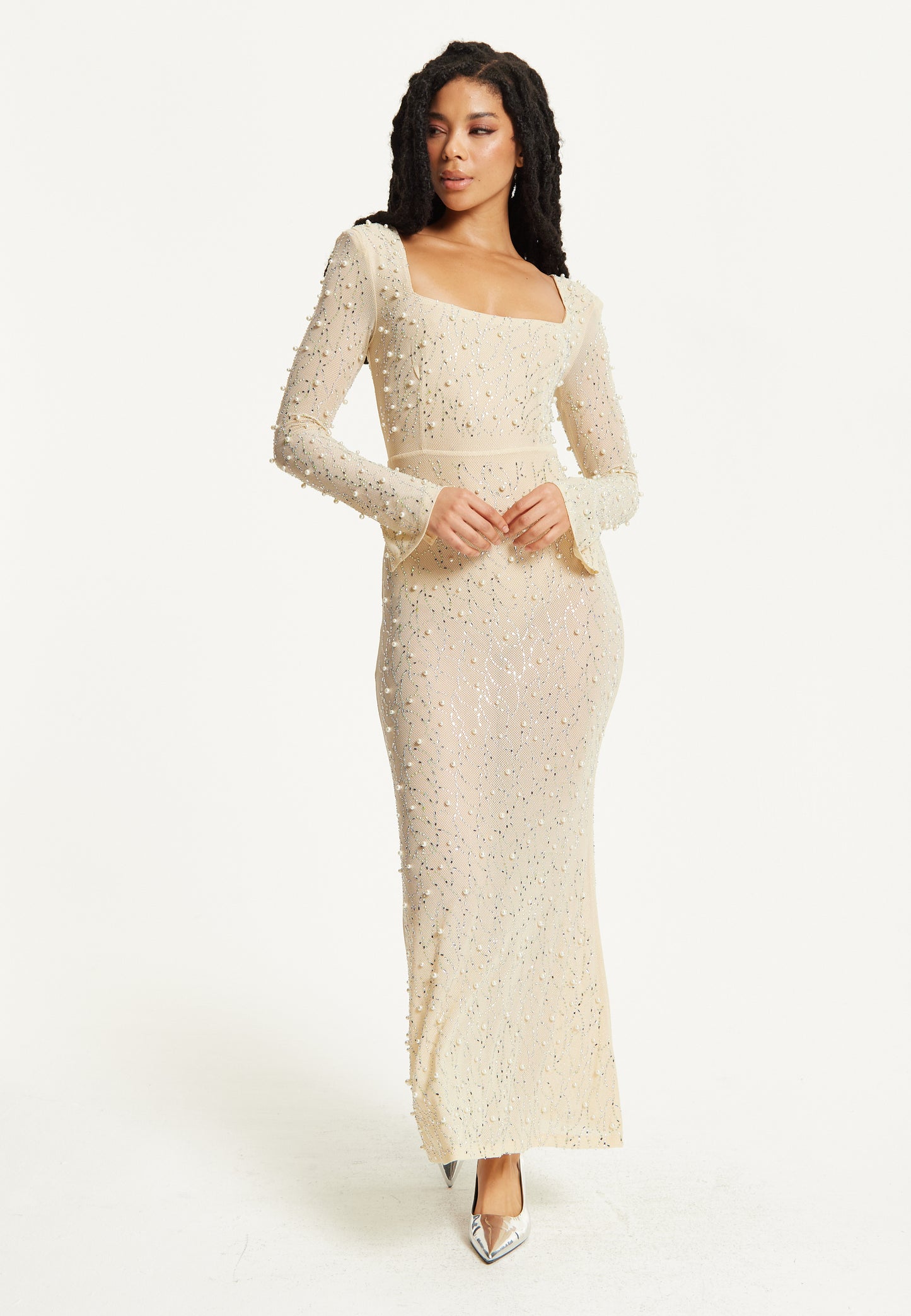 
                  
                    Pearl Embellished Maxi Dress
                  
                