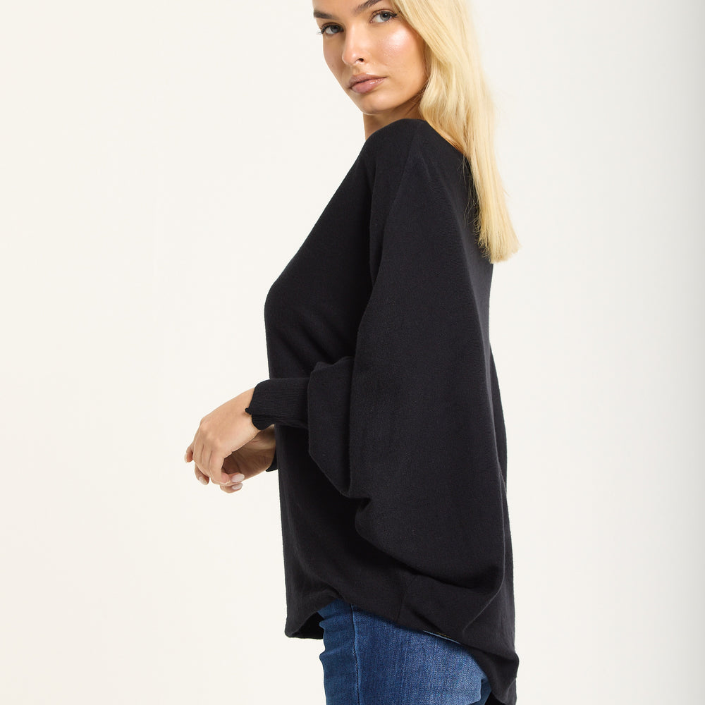 
                  
                    Black Wool Blend Batwing Knit Jumper
                  
                