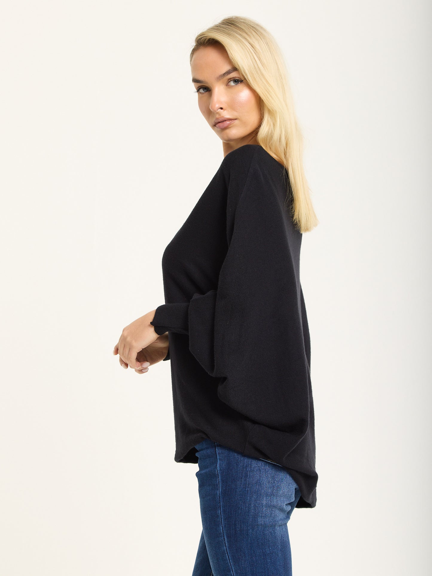 
                  
                    Black Wool Blend Batwing Knit Jumper
                  
                