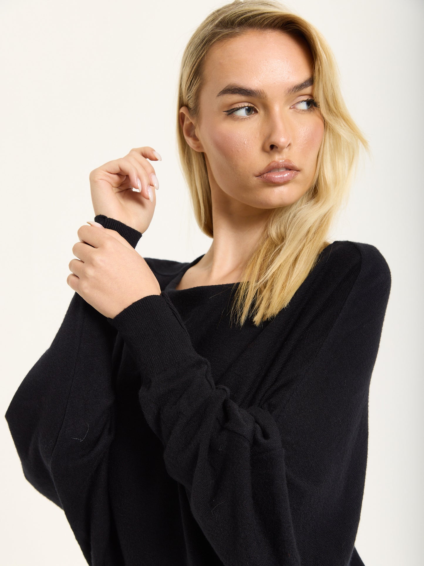 
                  
                    Black Wool Blend Batwing Knit Jumper
                  
                