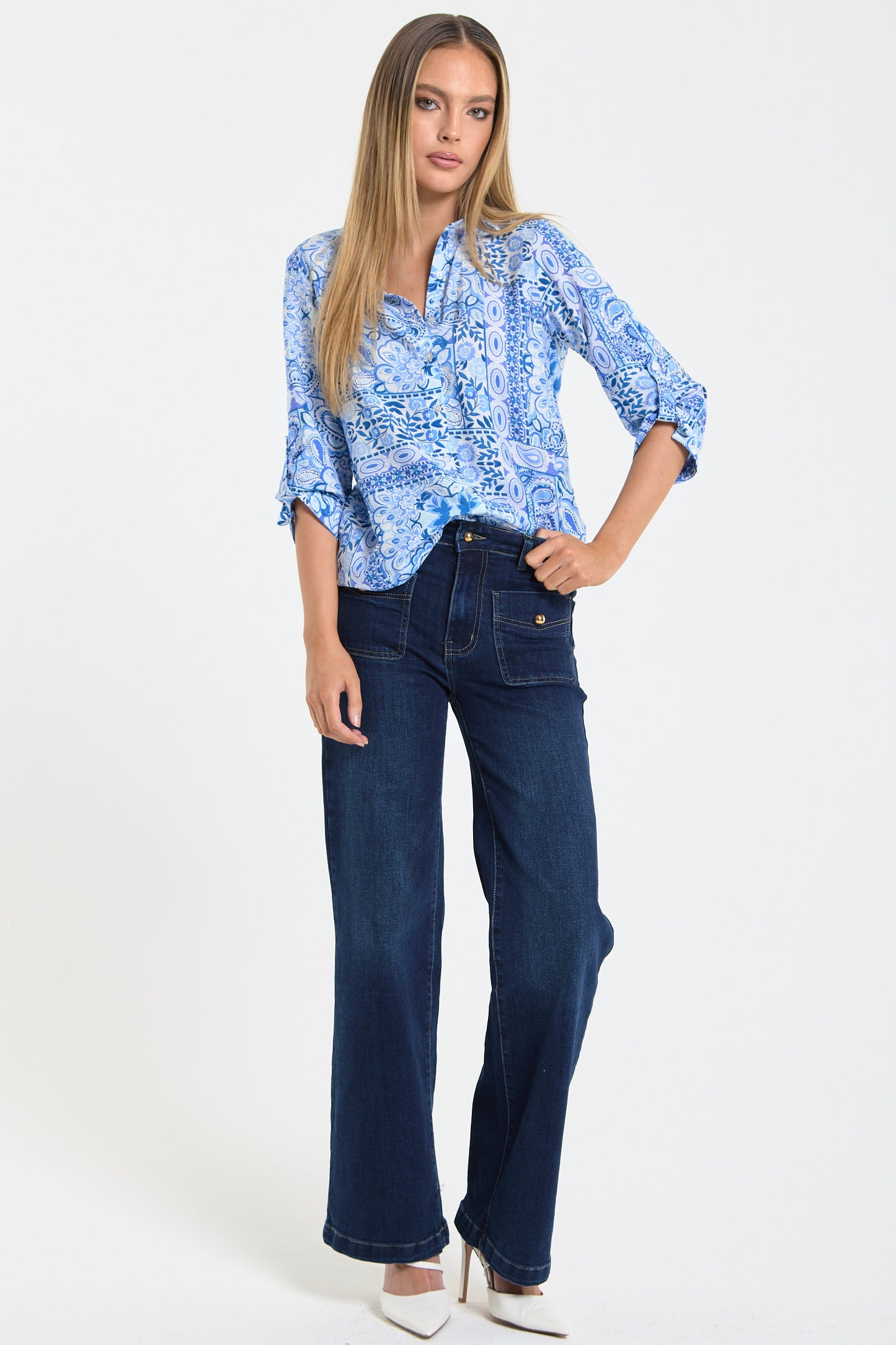 
                  
                    Blue Paisley Print Shirt
                  
                