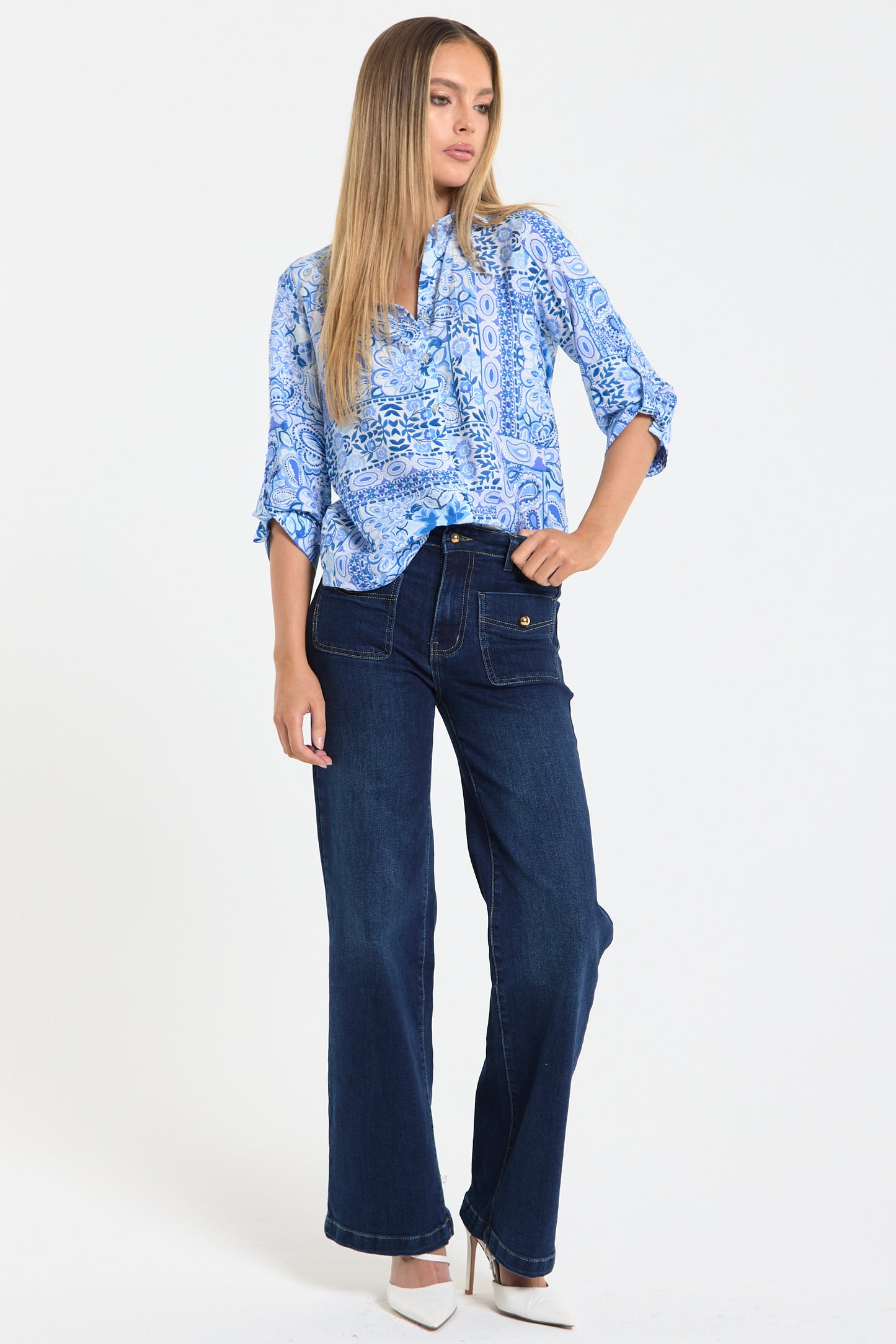 
                  
                    Blue Paisley Print Shirt
                  
                