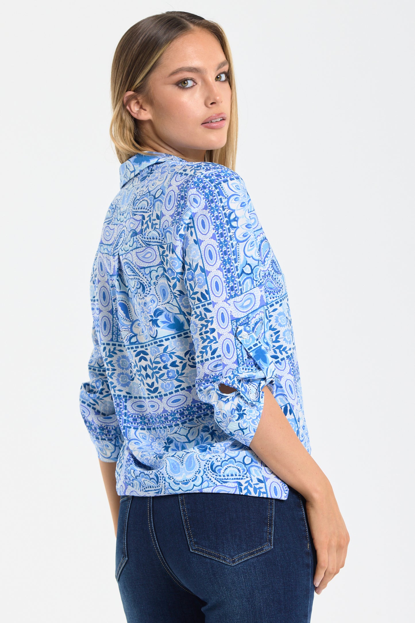 
                  
                    Blue Paisley Print Shirt
                  
                