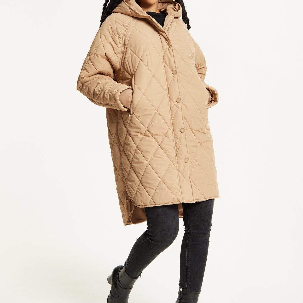 
                  
                    Beige Quilted Hooded Coat
                  
                