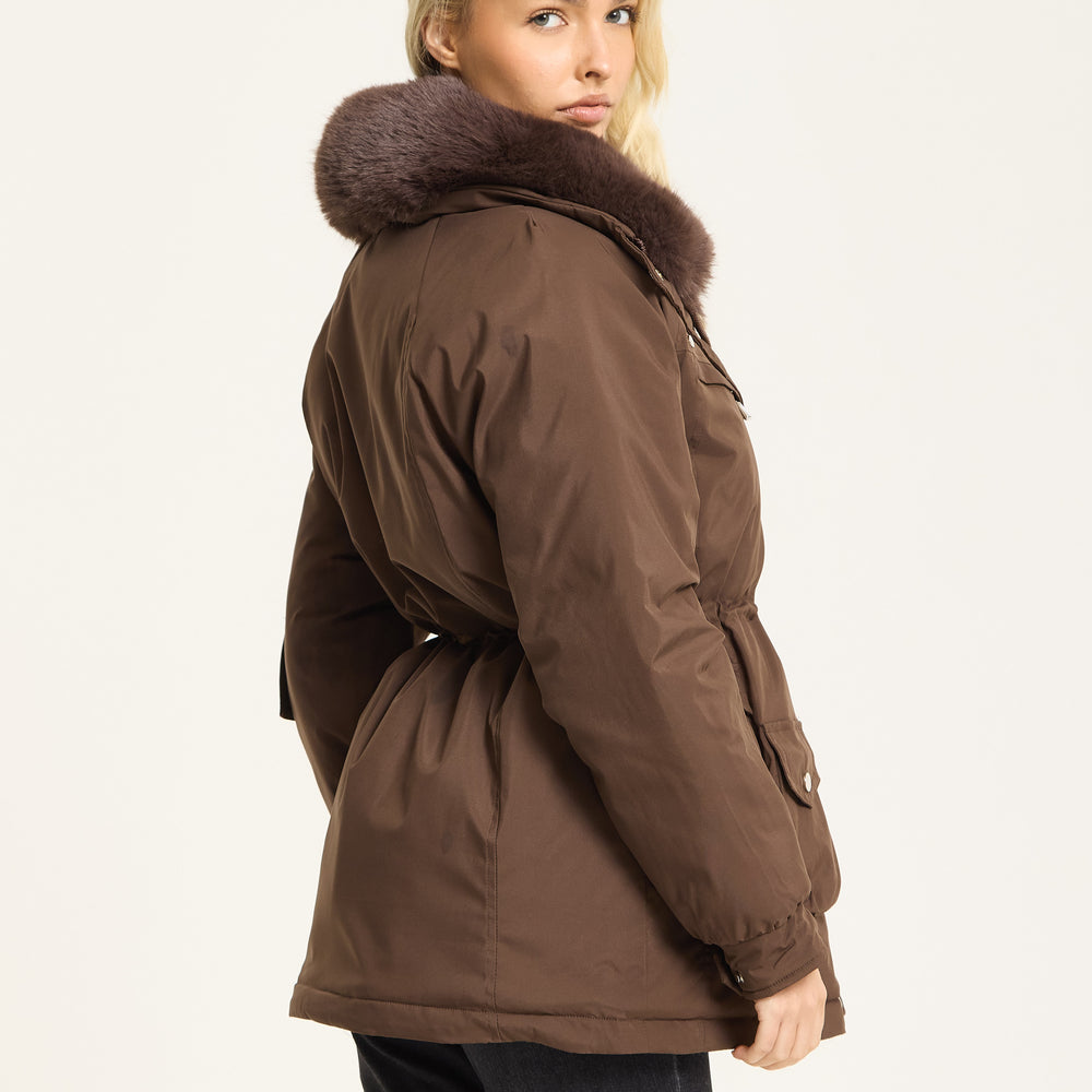 
                  
                    Brown Faux Fur Parka Coat
                  
                