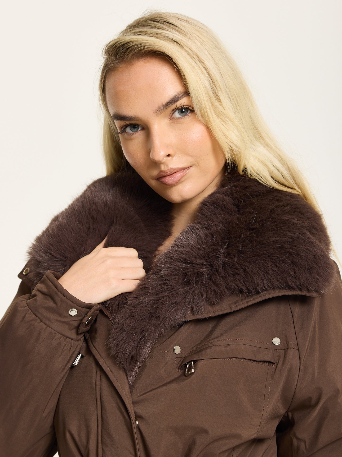 
                  
                    Brown Faux Fur Parka Coat
                  
                