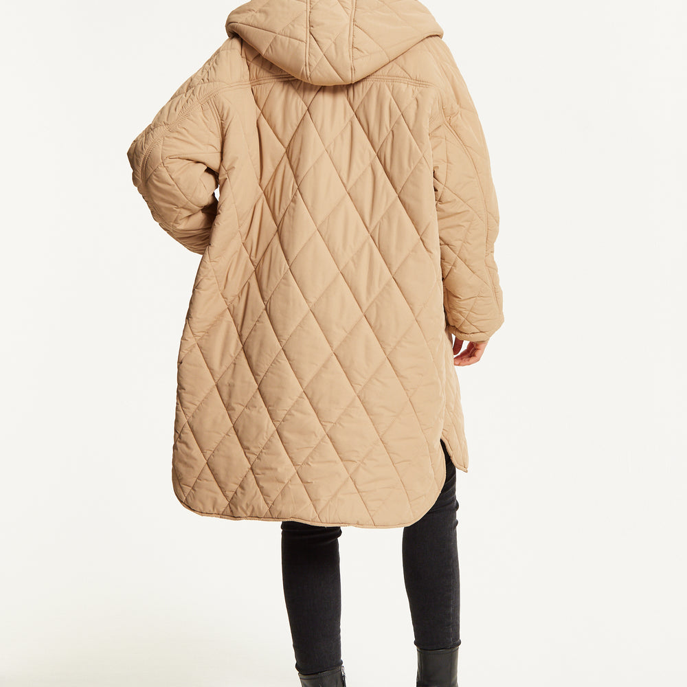 
                  
                    Beige Quilted Hooded Coat
                  
                